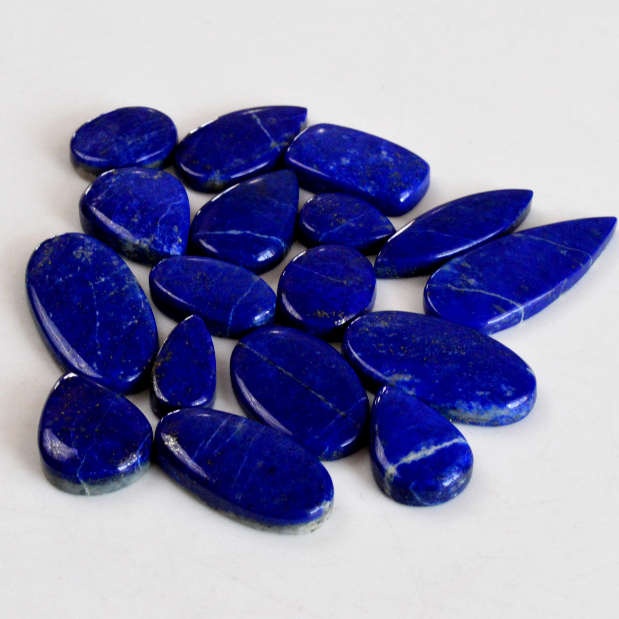 17 Pcs 295 Cts Natural Lapis Lazuli Cabochon Gemstone Lot For Jewelry Making 15x11-36x14mmR-14077