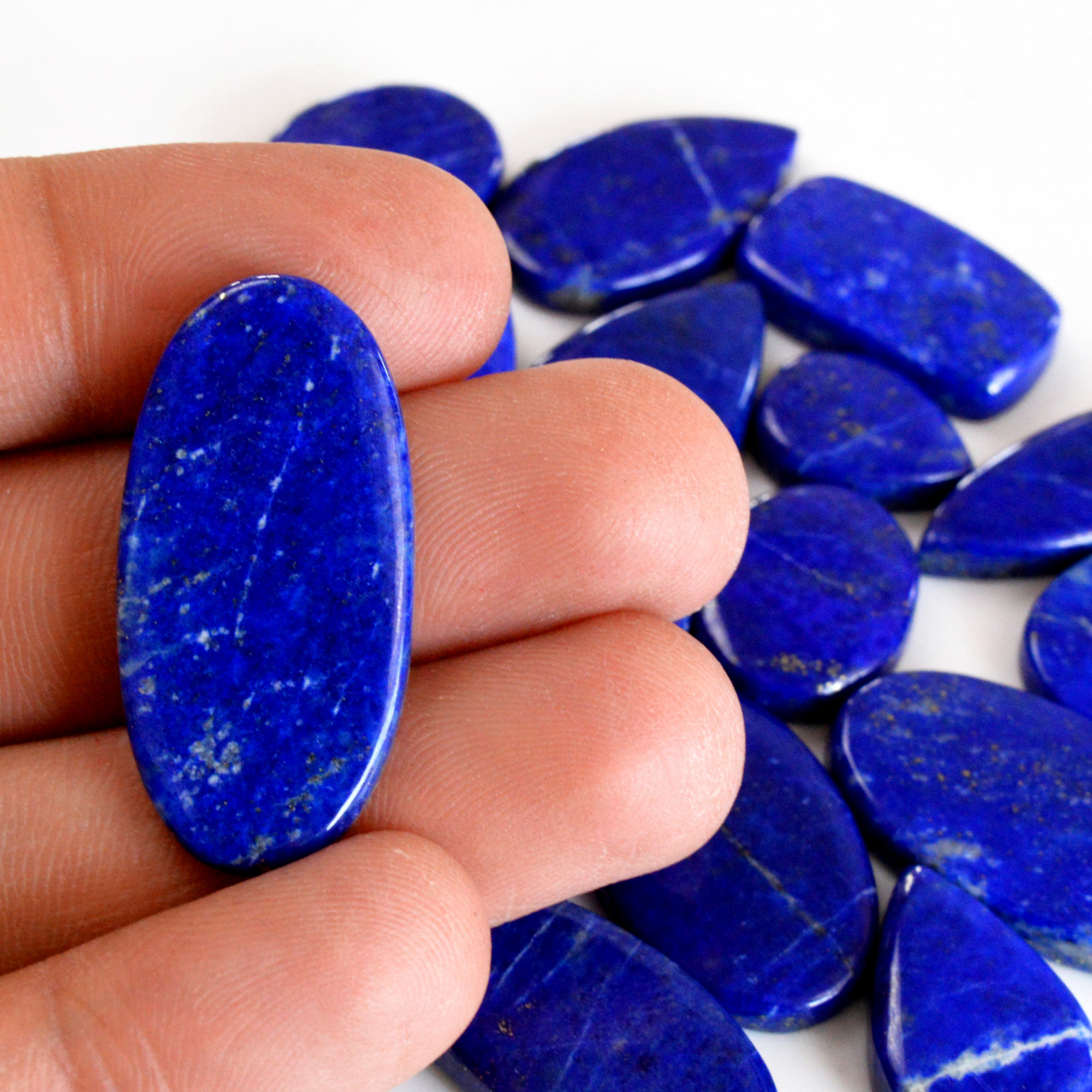 17 Pcs 295 Cts Natural Lapis Lazuli Cabochon Gemstone Lot For Jewelry Making 15x11-36x14mmR-14077