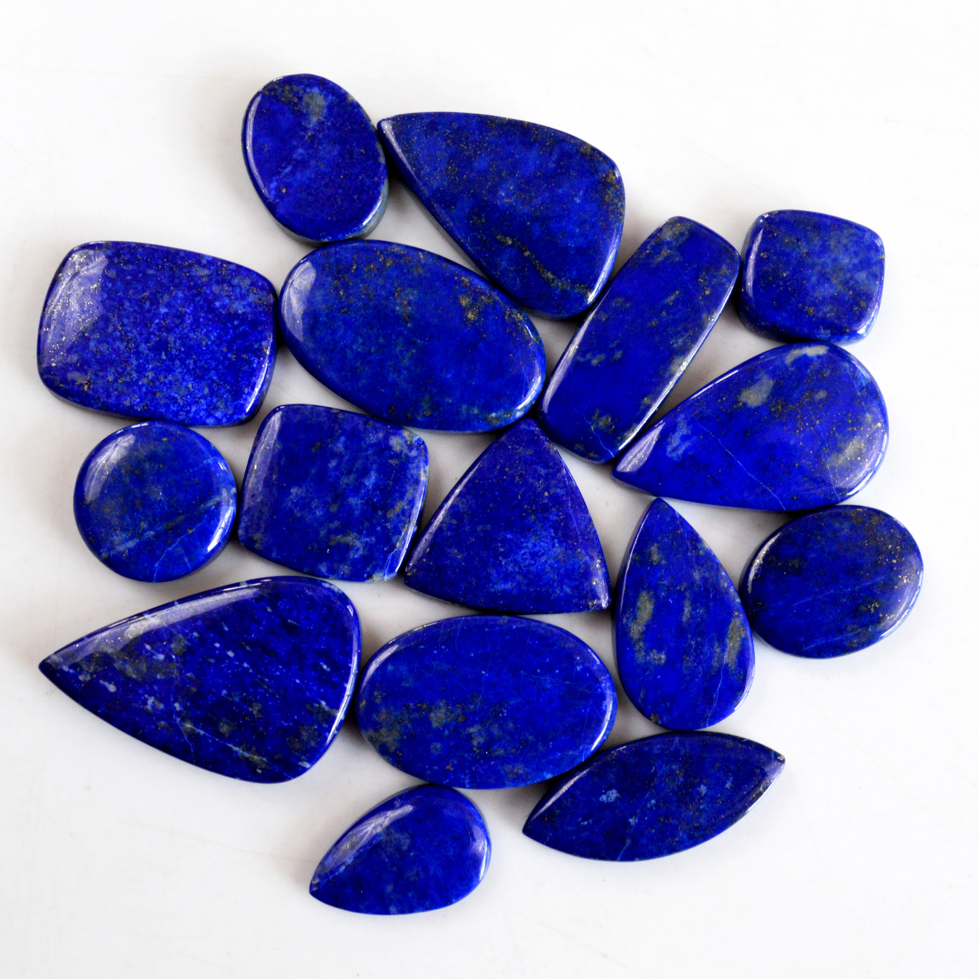16 Pcs 268 Cts Natural Lapis Lazuli Cabochon Gemstone Lot For Jewelry Making 17x10-30x19mmR-14079