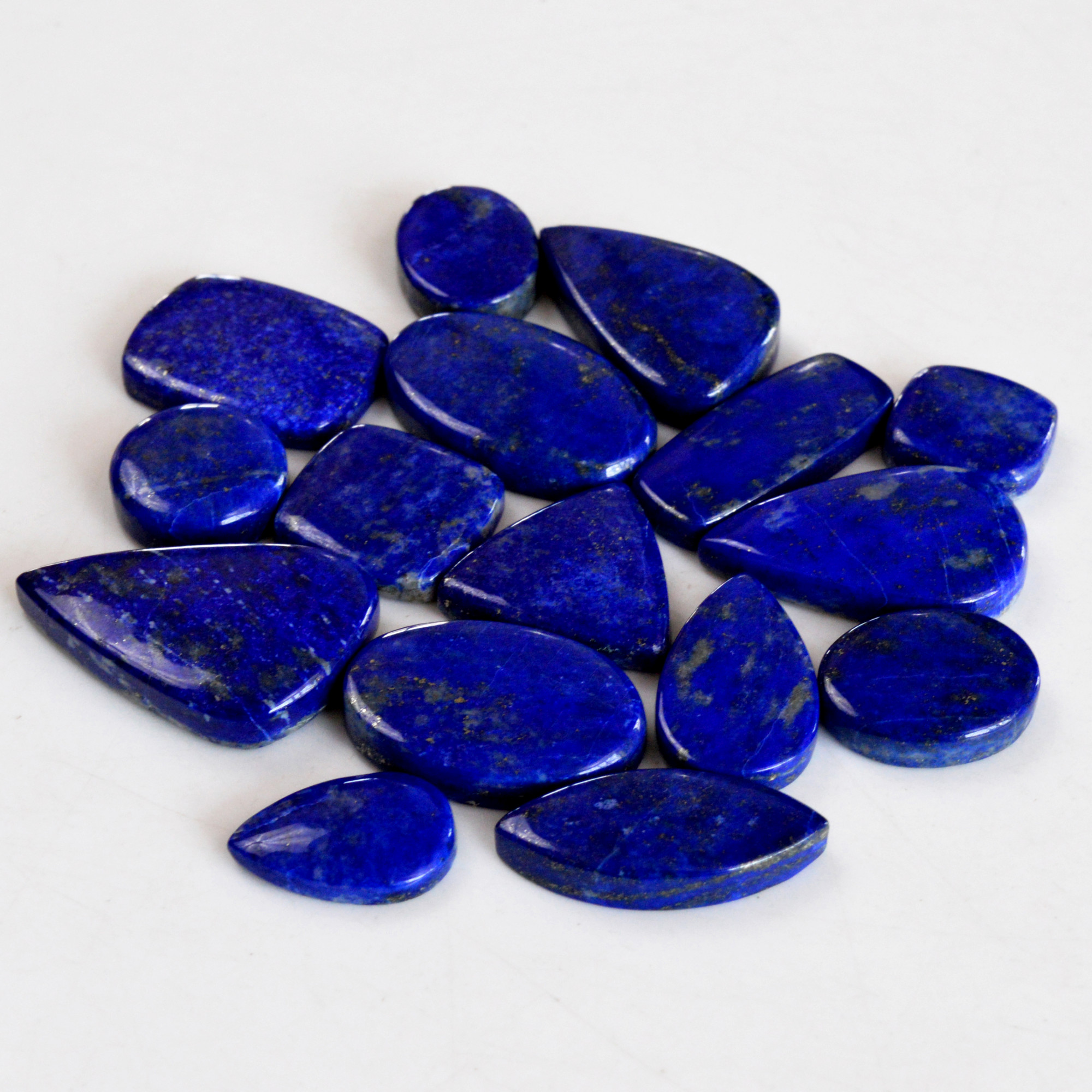 16 Pcs 268 Cts Natural Lapis Lazuli Cabochon Gemstone Lot For Jewelry Making 17x10-30x19mmR-14079