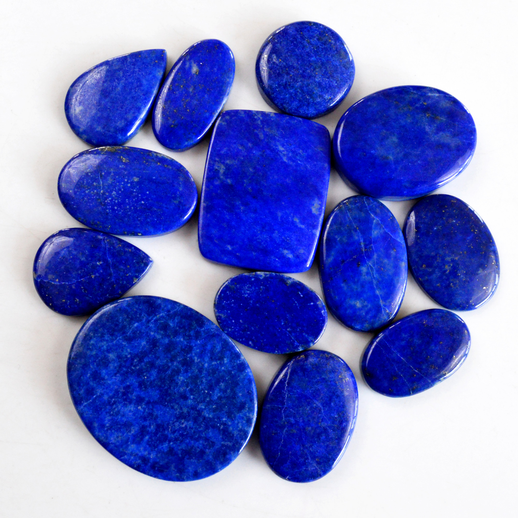 13 Pcs 370 Cts Natural Lapis Lazuli Cabochon Gemstone Lot For Jewelry Making 22x13-37x30mmR-14081