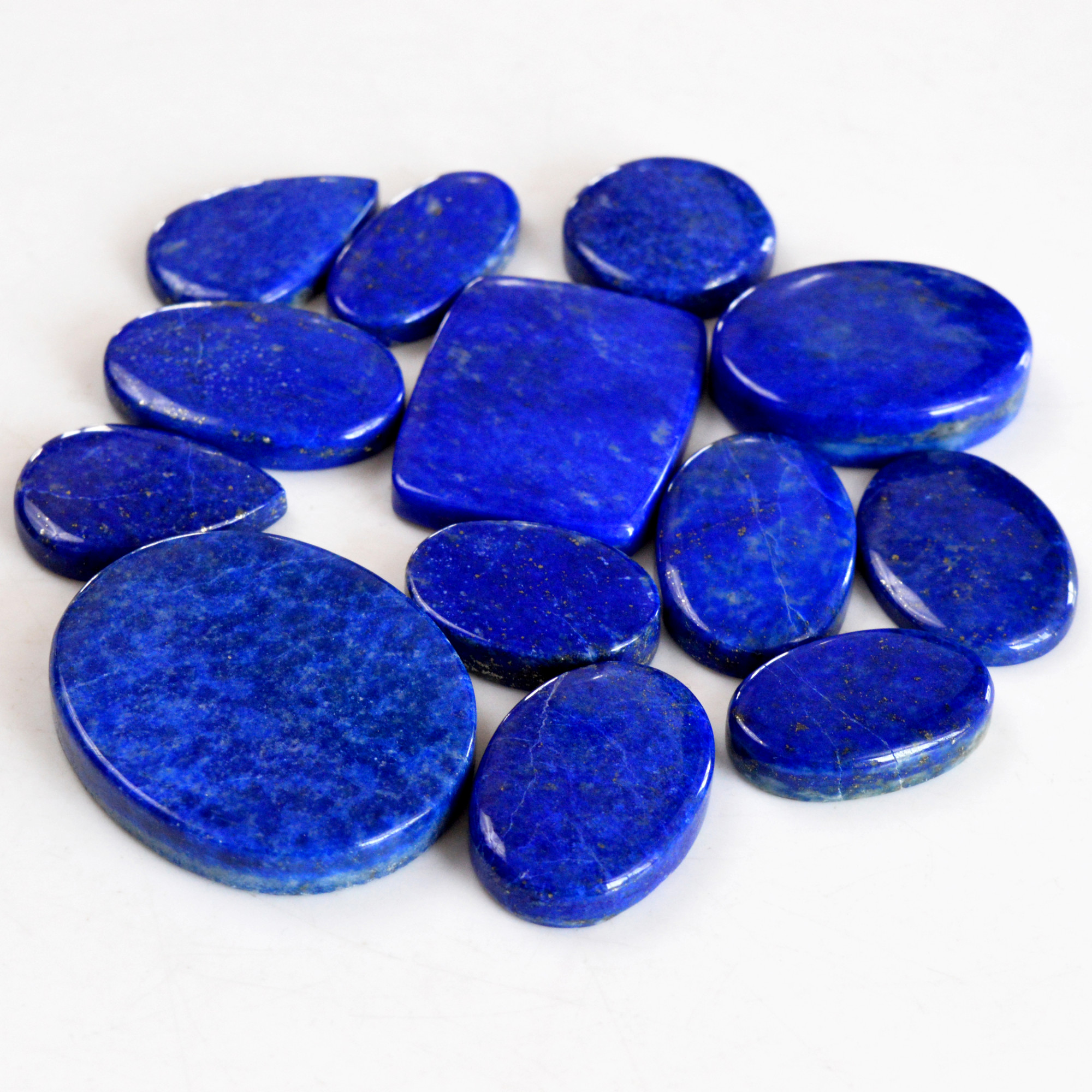 13 Pcs 370 Cts Natural Lapis Lazuli Cabochon Gemstone Lot For Jewelry Making 22x13-37x30mmR-14081