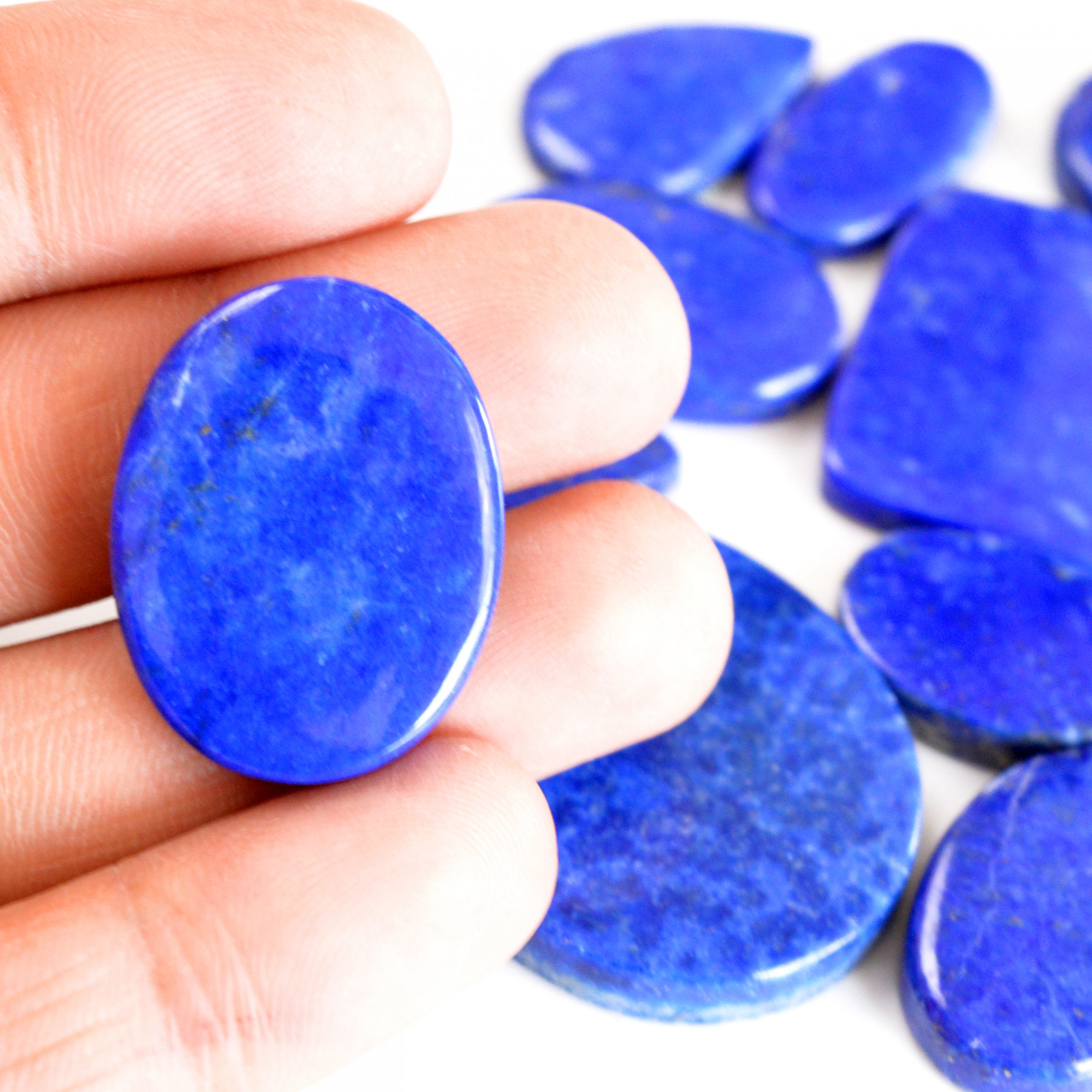 13 Pcs 370 Cts Natural Lapis Lazuli Cabochon Gemstone Lot For Jewelry Making 22x13-37x30mmR-14081