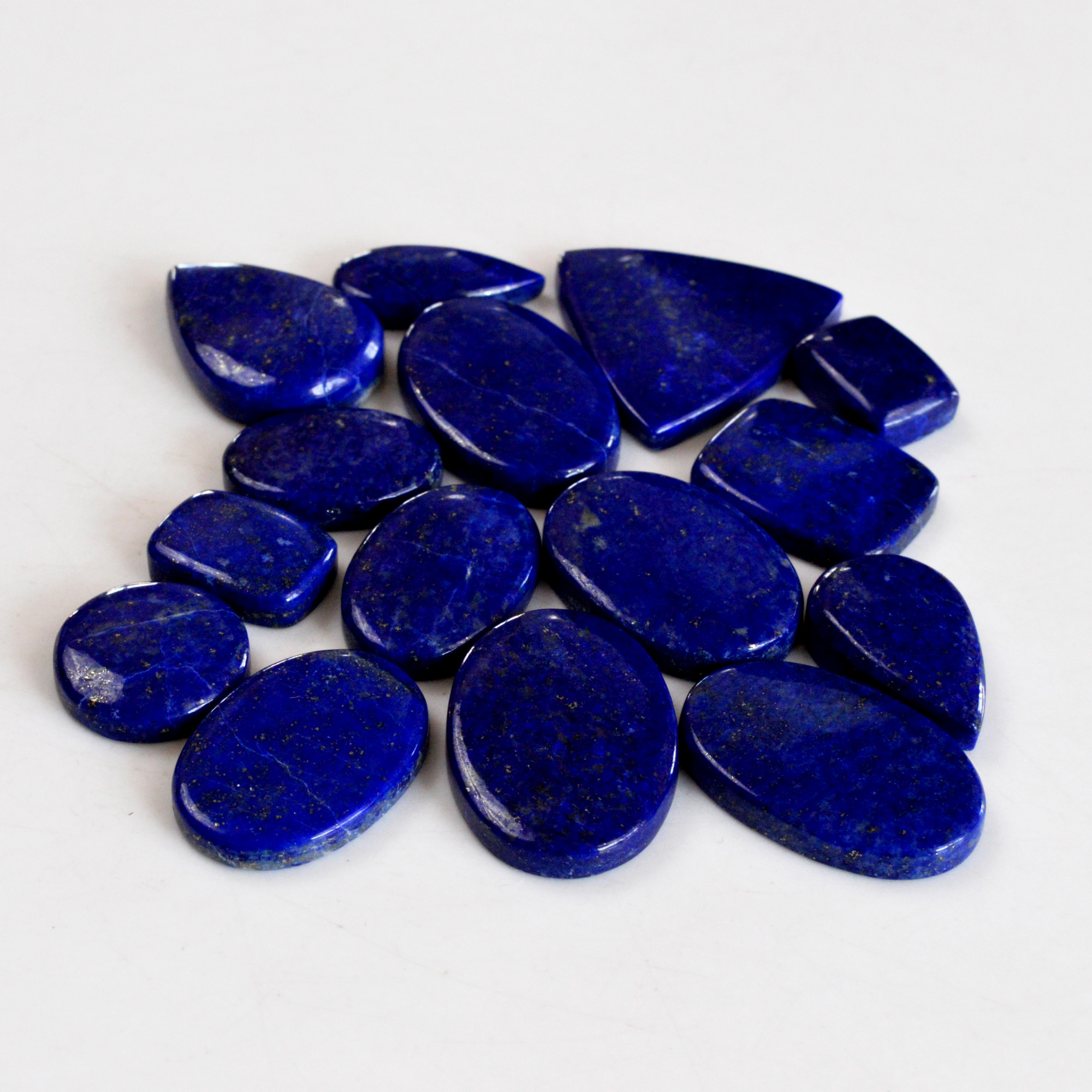 14 Pcs 311 Cts Natural Lapis Lazuli Cabochon Gemstone Lot For Jewelry Making 21x14-36x15mmR-14084