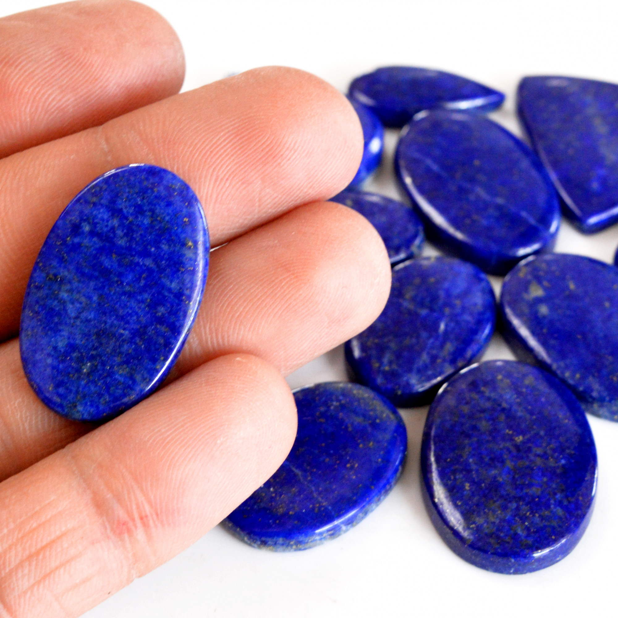 14 Pcs 311 Cts Natural Lapis Lazuli Cabochon Gemstone Lot For Jewelry Making 21x14-36x15mmR-14084