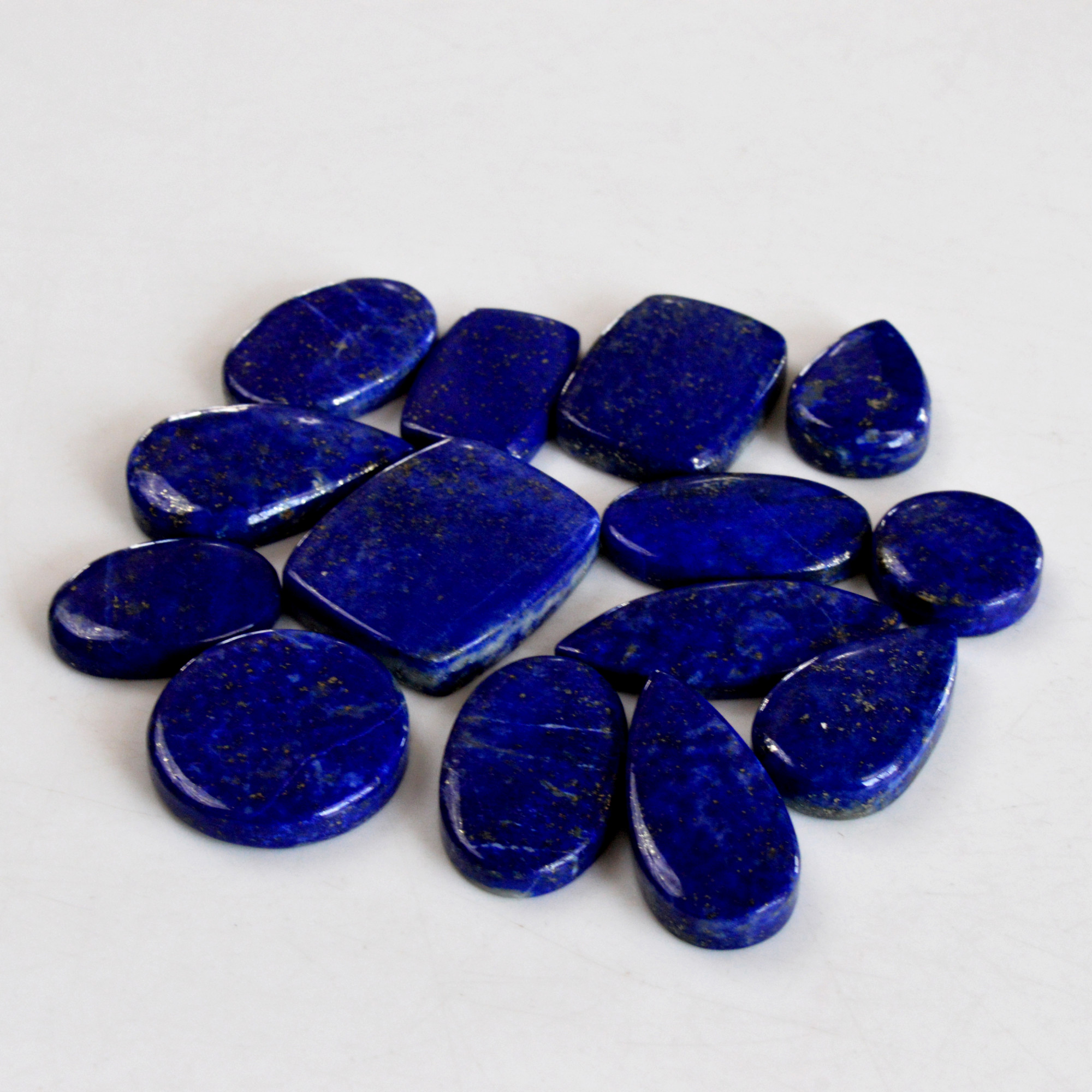 14 Pcs 276 Cts Natural Lapis Lazuli Cabochon Gemstone Lot For Jewelry Making 15x15-26x21mmR-14087