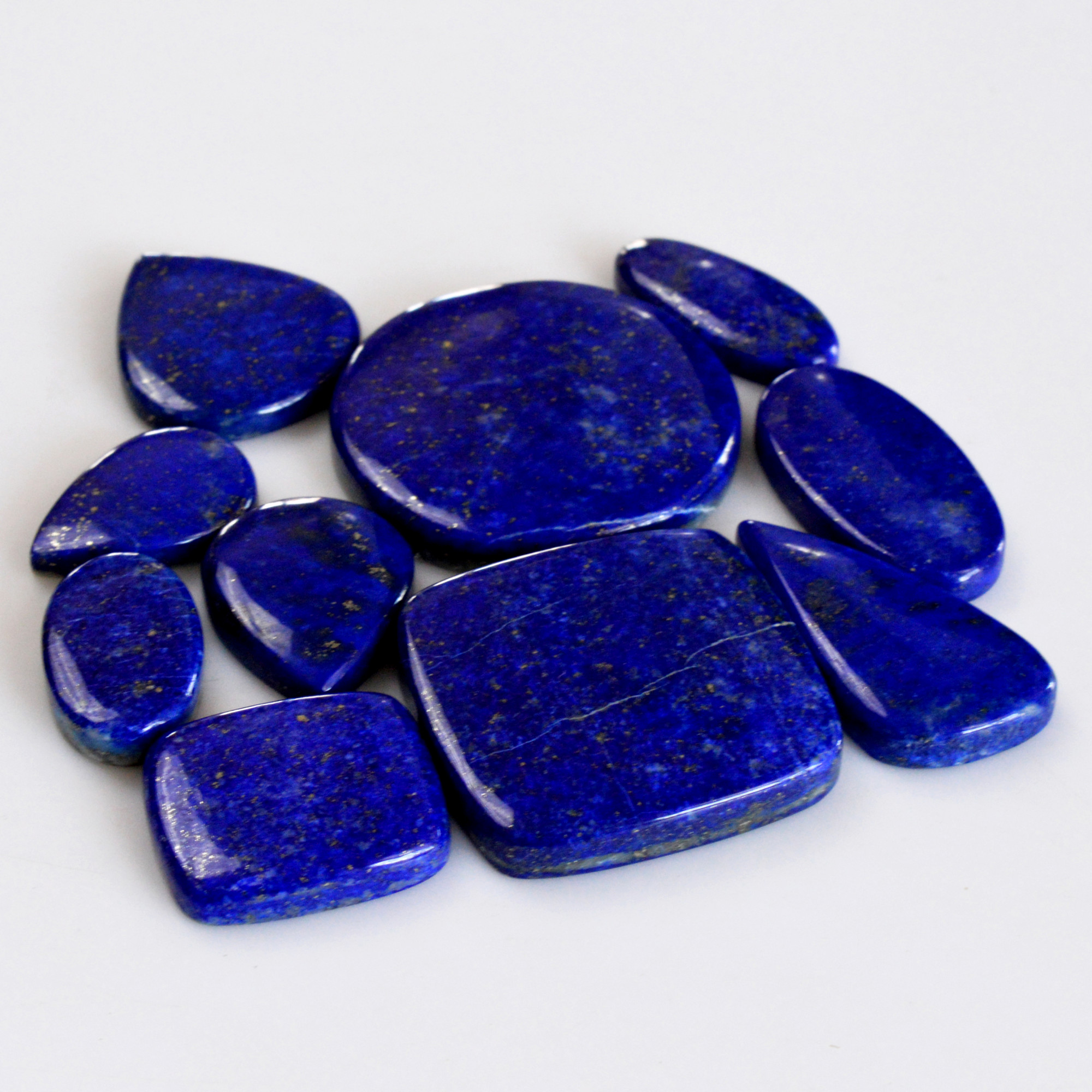 10 Pcs 369 Cts Natural Lapis Lazuli Cabochon Gemstone Lot For Jewelry Making 21x13-37x37mmR-14090