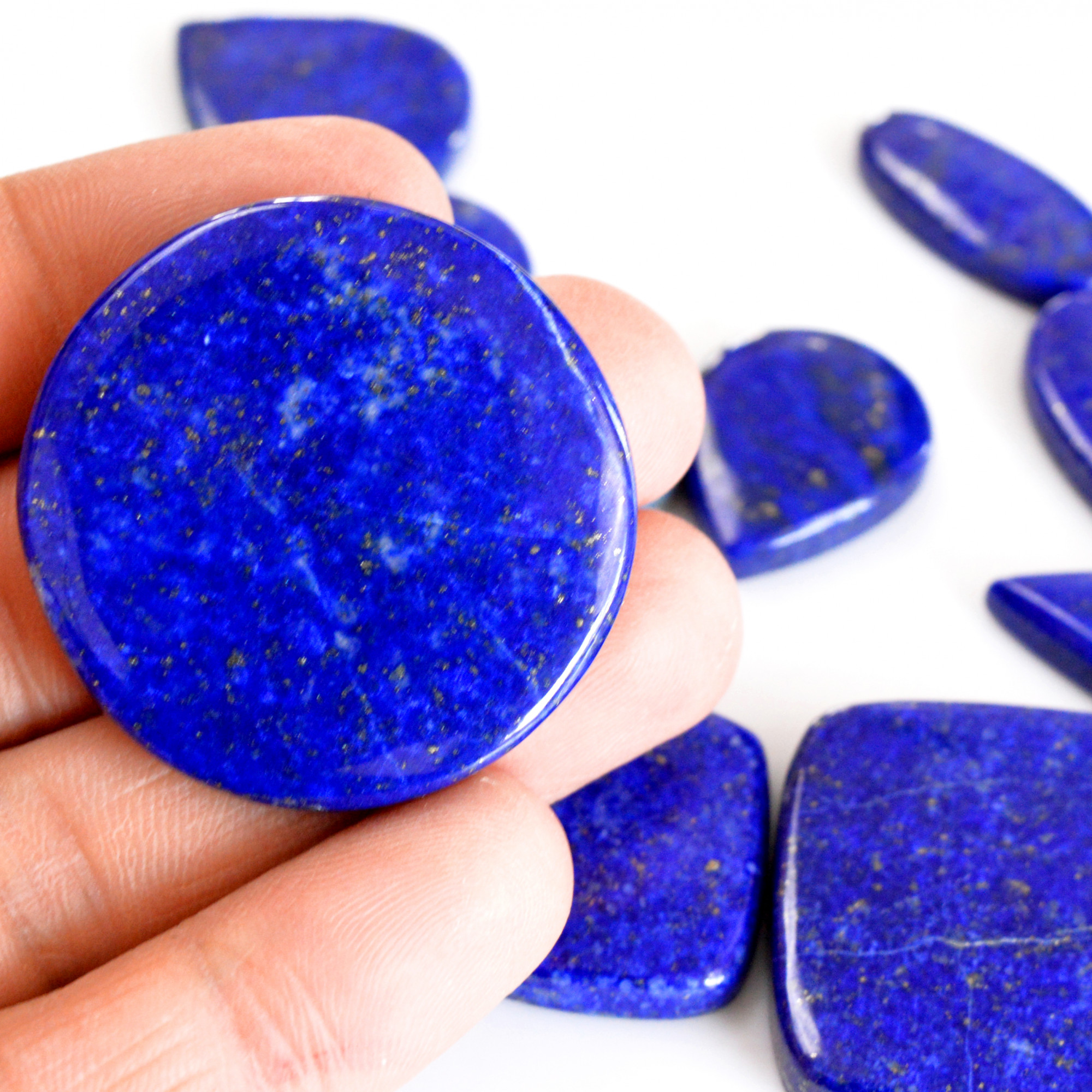 10 Pcs 369 Cts Natural Lapis Lazuli Cabochon Gemstone Lot For Jewelry Making 21x13-37x37mmR-14090
