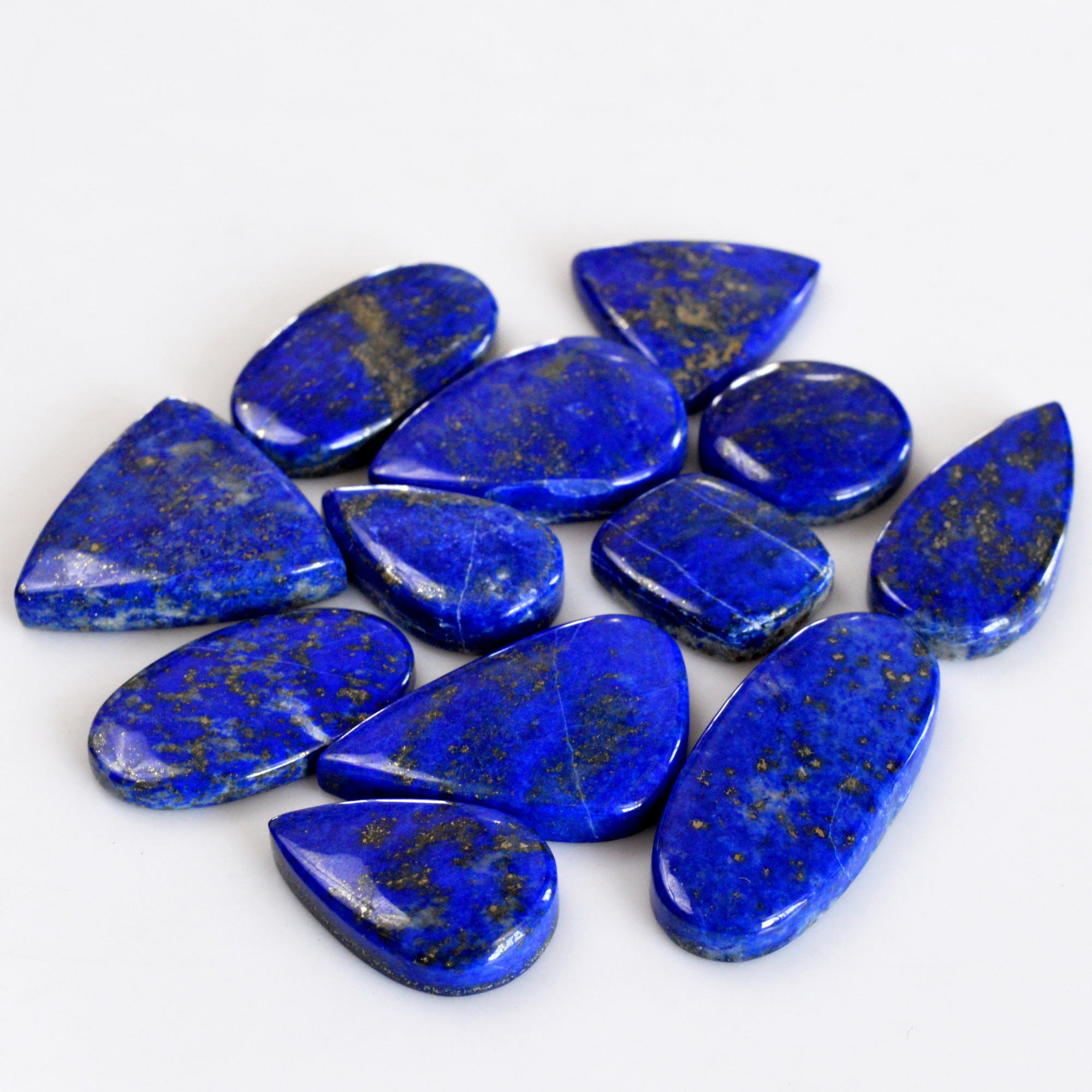 12 Pcs 364 Cts Natural Lapis Lazuli Cabochon Gemstone Lot For Jewelry Making 20x16-39x17mmR-14092