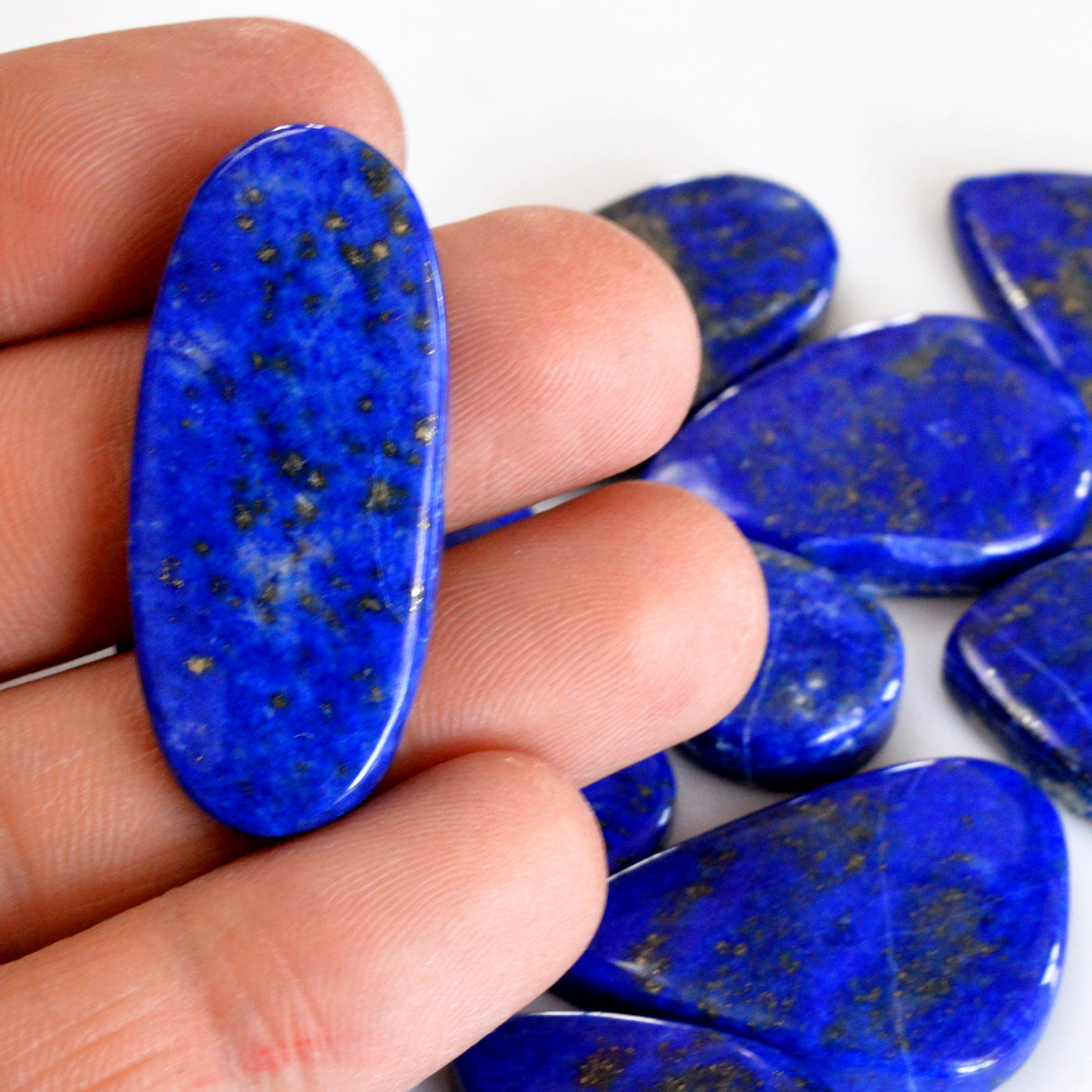 12 Pcs 364 Cts Natural Lapis Lazuli Cabochon Gemstone Lot For Jewelry Making 20x16-39x17mmR-14092