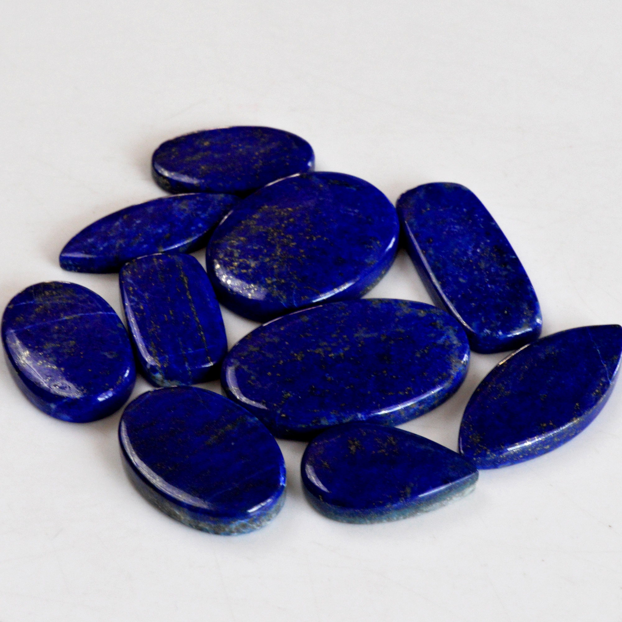 10 Pcs 289 Cts Natural Lapis Lazuli Cabochon Gemstone Lot For Jewelry Making 18x15-36x22mmR-14093