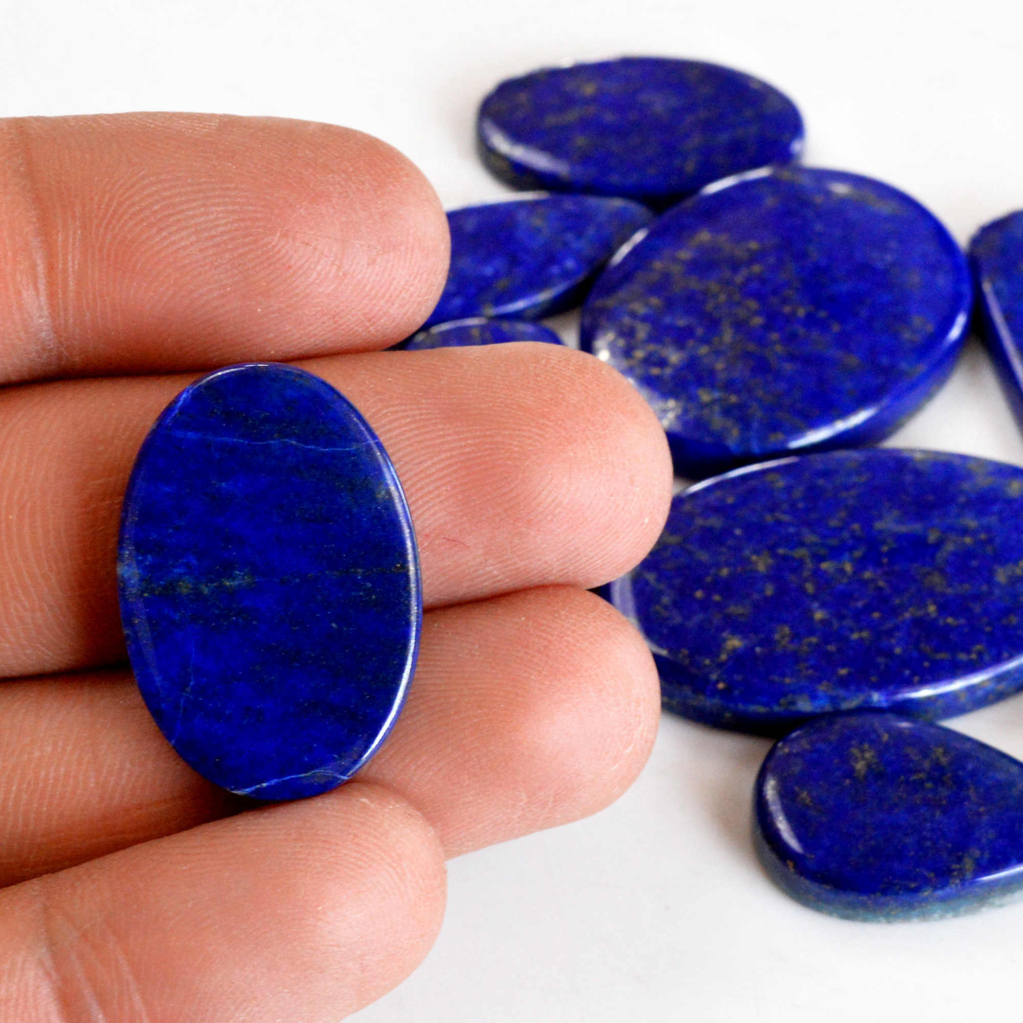 10 Pcs 289 Cts Natural Lapis Lazuli Cabochon Gemstone Lot For Jewelry Making 18x15-36x22mmR-14093