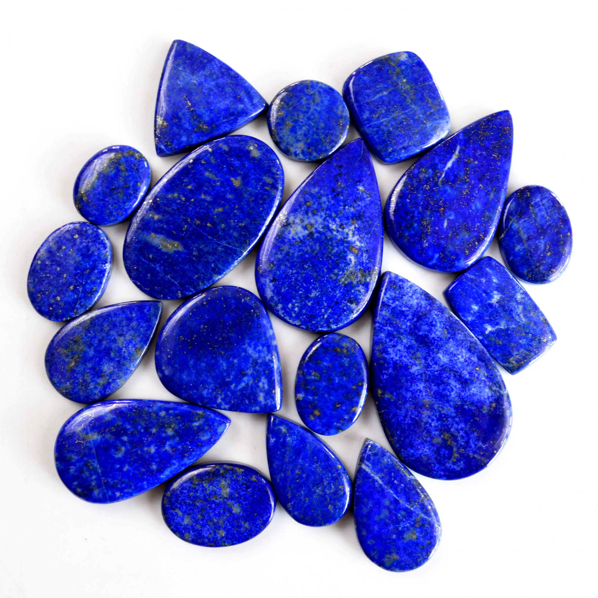 18 Pcs 413 Cts Natural Lapis Lazuli Cabochon Gemstone Lot For Jewelry Making 15x12-40x23mmR-14099
