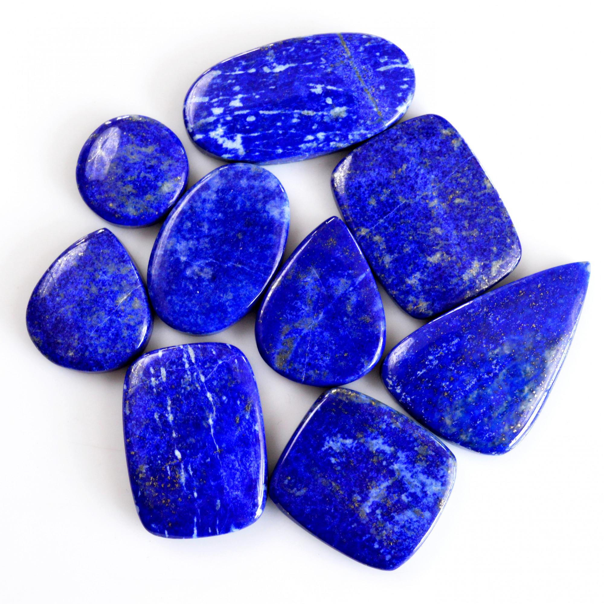 9 Pcs 364 Cts Natural Lapis Lazuli Cabochon Gemstone Lot For Jewelry Making 18x18-38x25mmR-14100