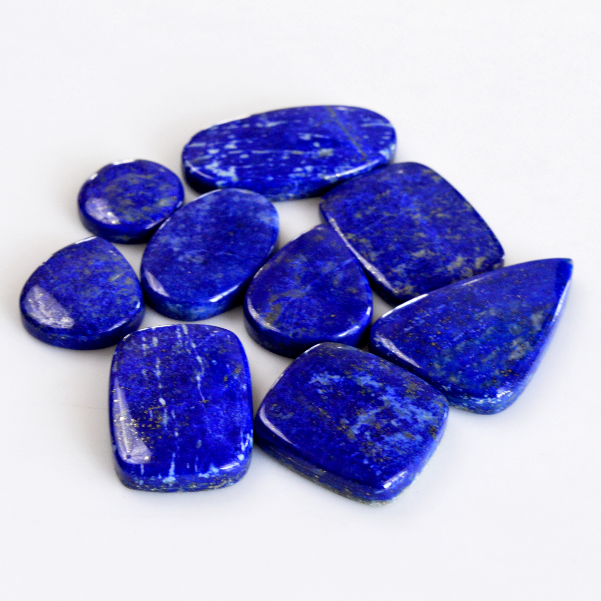 9 Pcs 364 Cts Natural Lapis Lazuli Cabochon Gemstone Lot For Jewelry Making 18x18-38x25mmR-14100