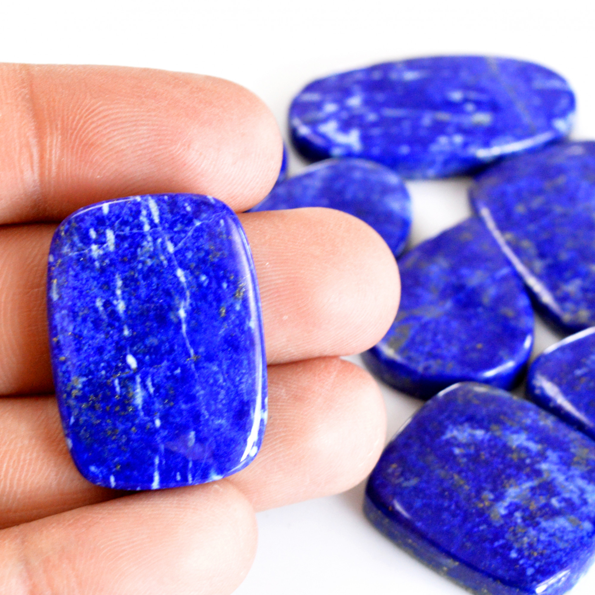 9 Pcs 364 Cts Natural Lapis Lazuli Cabochon Gemstone Lot For Jewelry Making 18x18-38x25mmR-14100