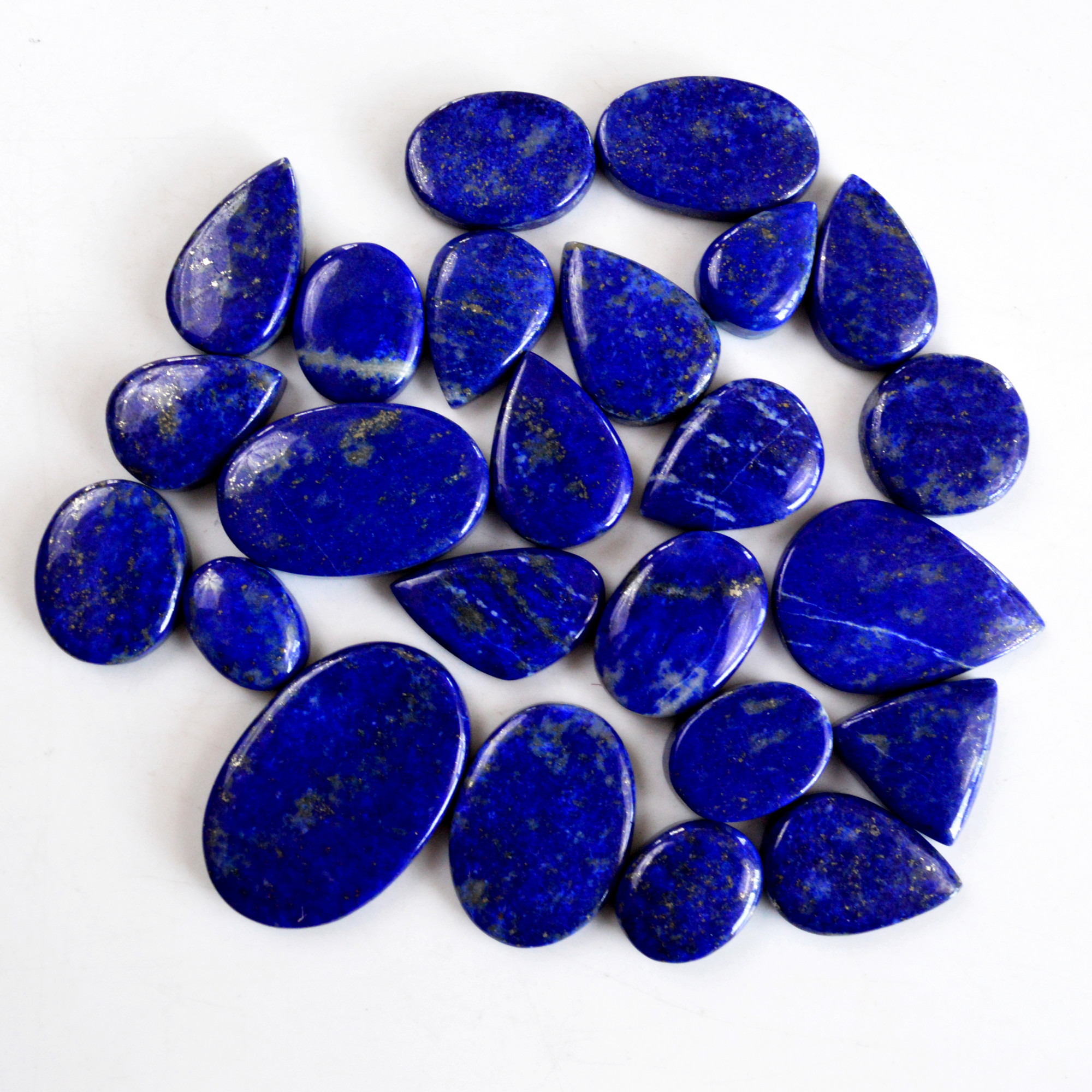 24 Pcs 346 Cts Natural Lapis Lazuli Cabochon Gemstone Lot For Jewelry Making 13x9-30x20mmR-14101
