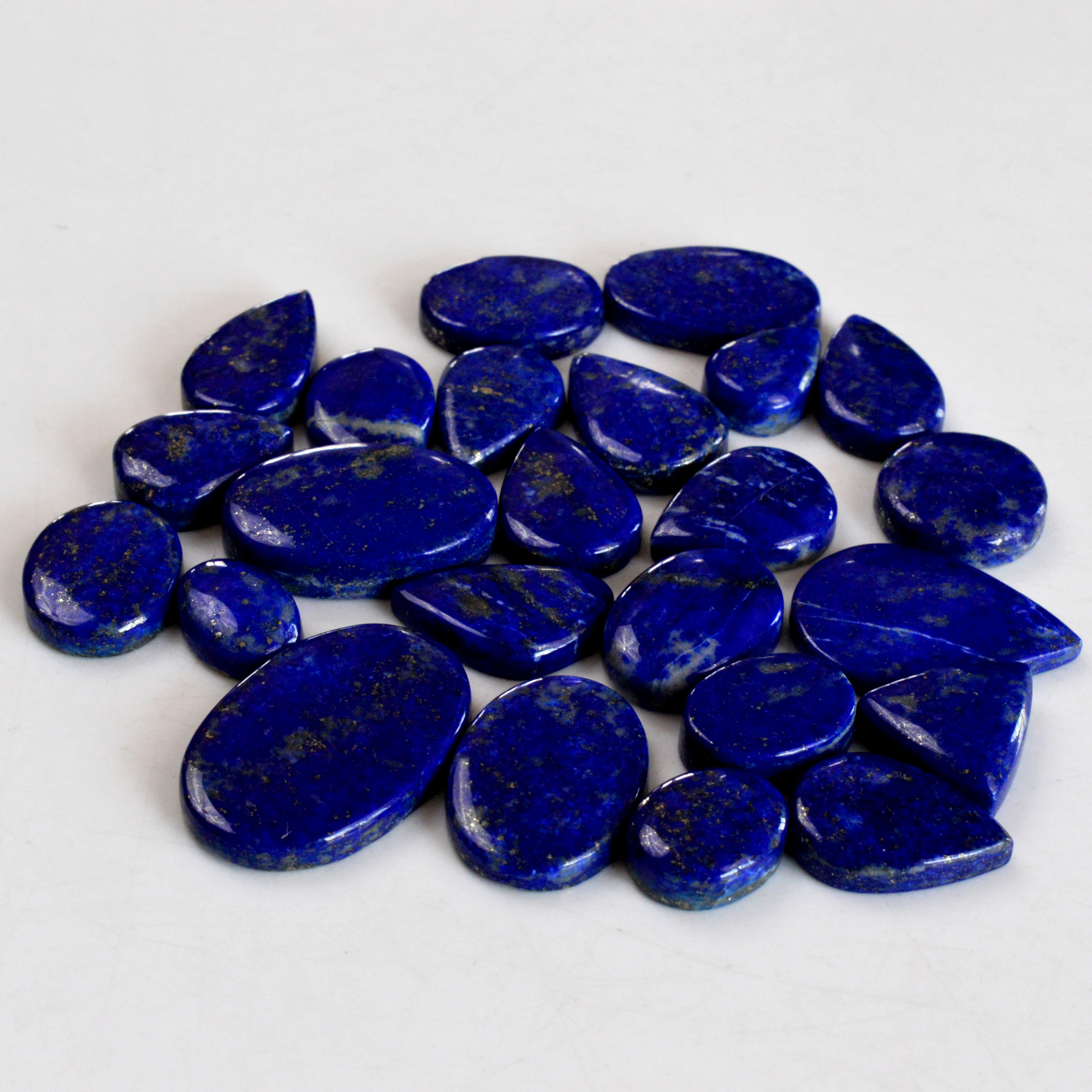 24 Pcs 346 Cts Natural Lapis Lazuli Cabochon Gemstone Lot For Jewelry Making 13x9-30x20mmR-14101