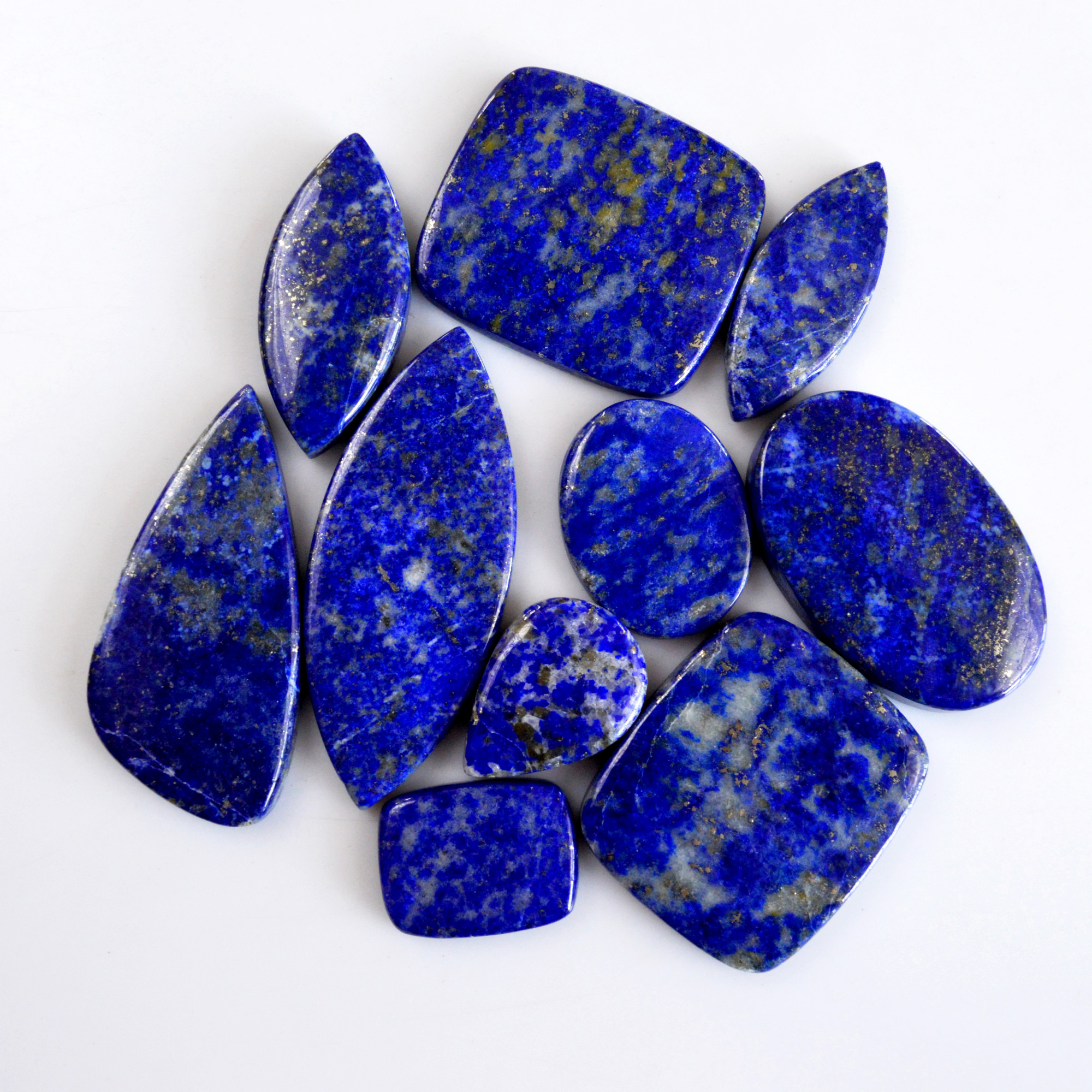 10 Pcs 359 Cts Natural Lapis Lazuli Cabochon Gemstone Lot For Jewelry Making 19x14-50x20mmR-14102