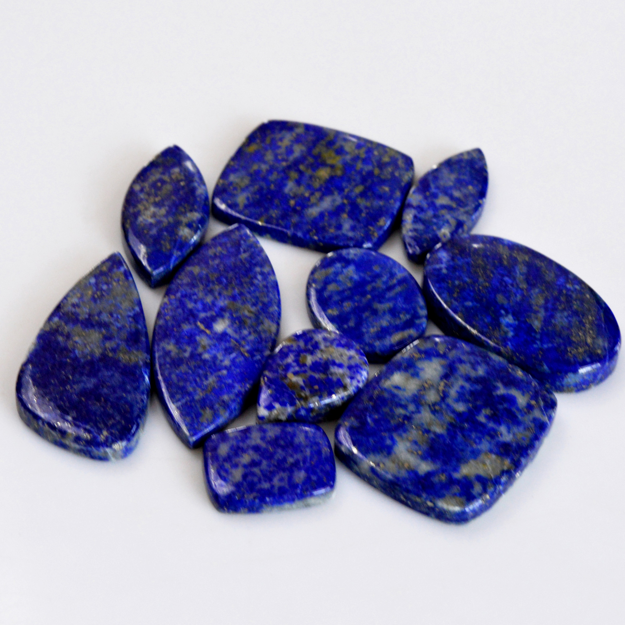 10 Pcs 359 Cts Natural Lapis Lazuli Cabochon Gemstone Lot For Jewelry Making 19x14-50x20mmR-14102