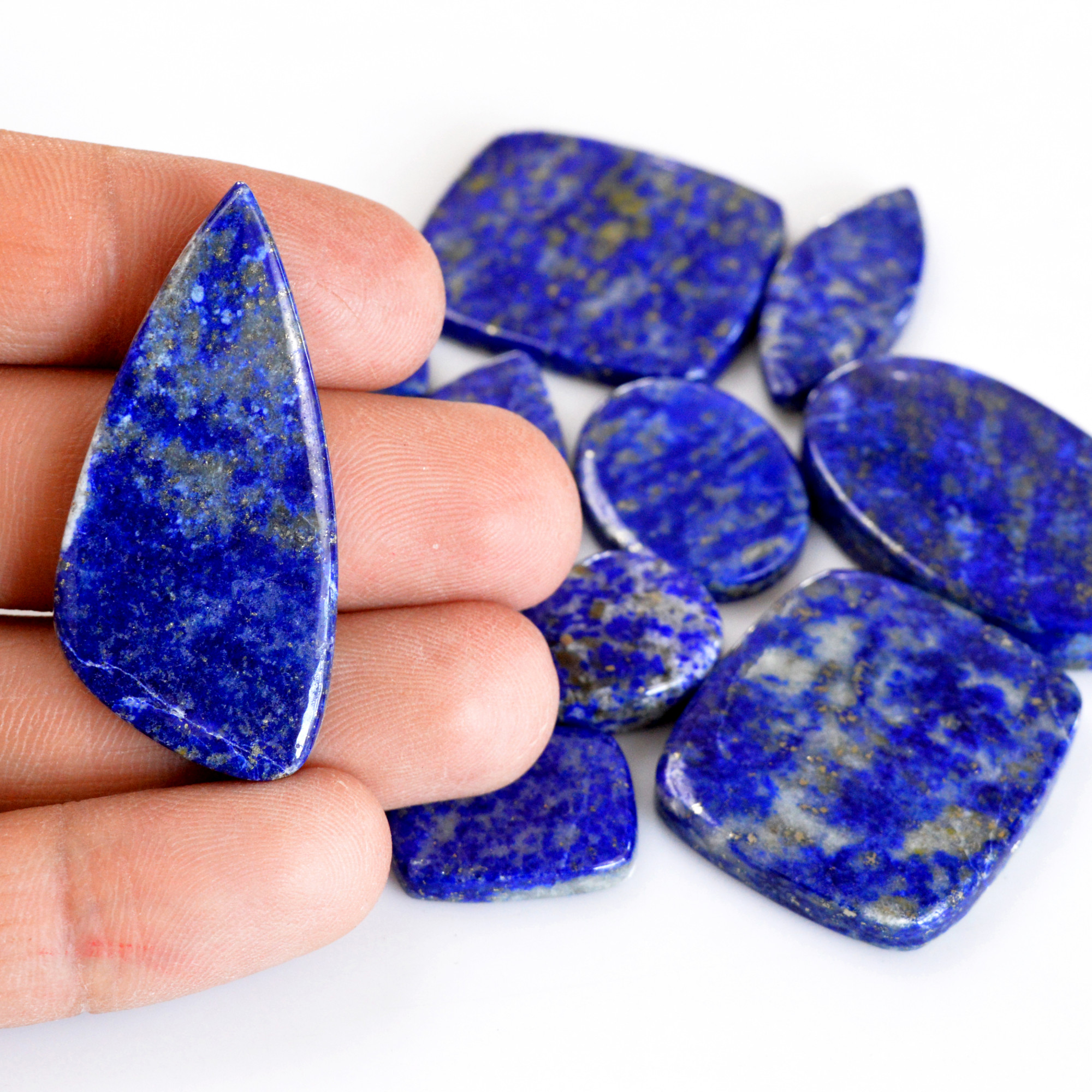 10 Pcs 359 Cts Natural Lapis Lazuli Cabochon Gemstone Lot For Jewelry Making 19x14-50x20mmR-14102