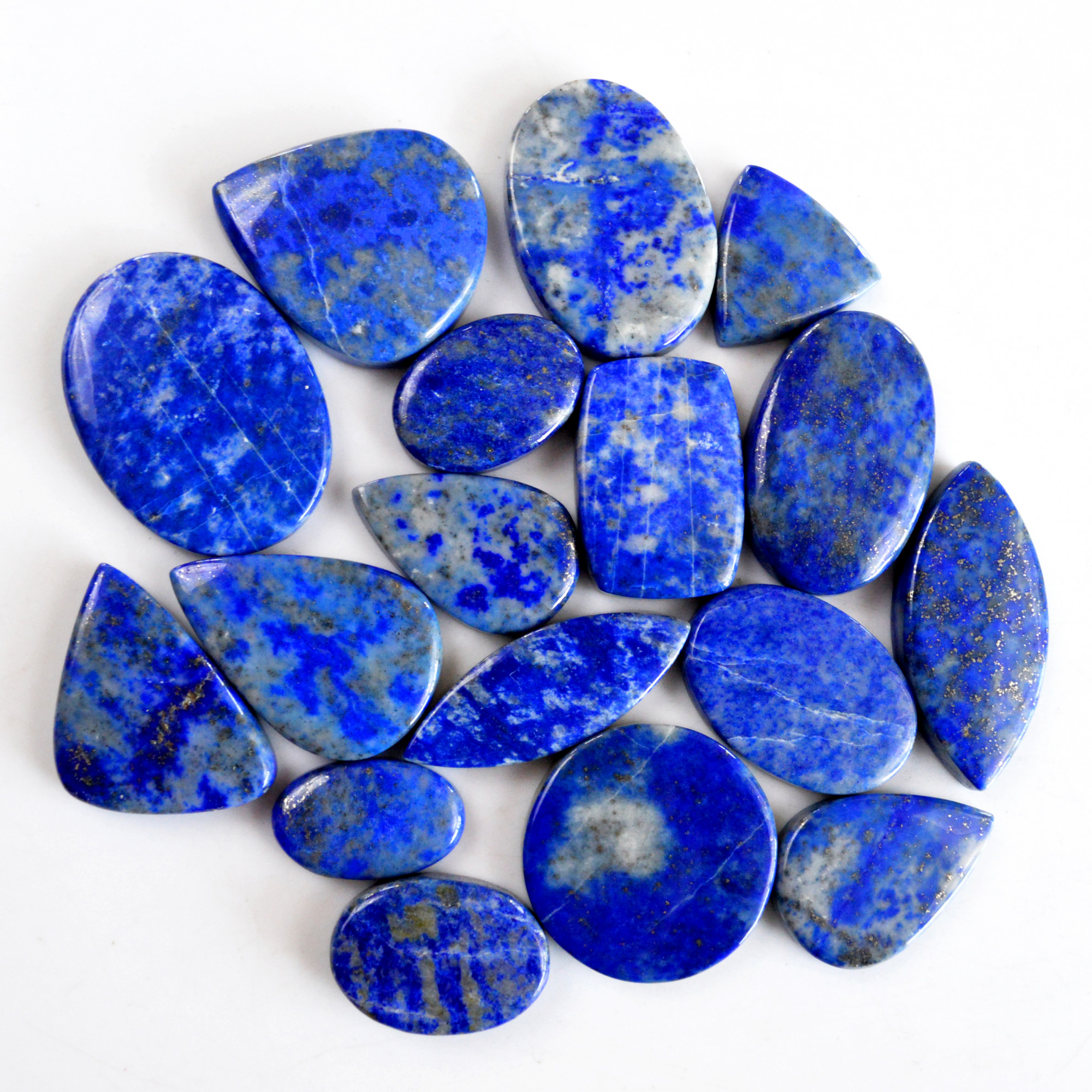 17 Pcs 405 Cts Natural Lapis Lazuli Cabochon Gemstone Lot For Jewelry Making 18x10-31x23mmR-14103
