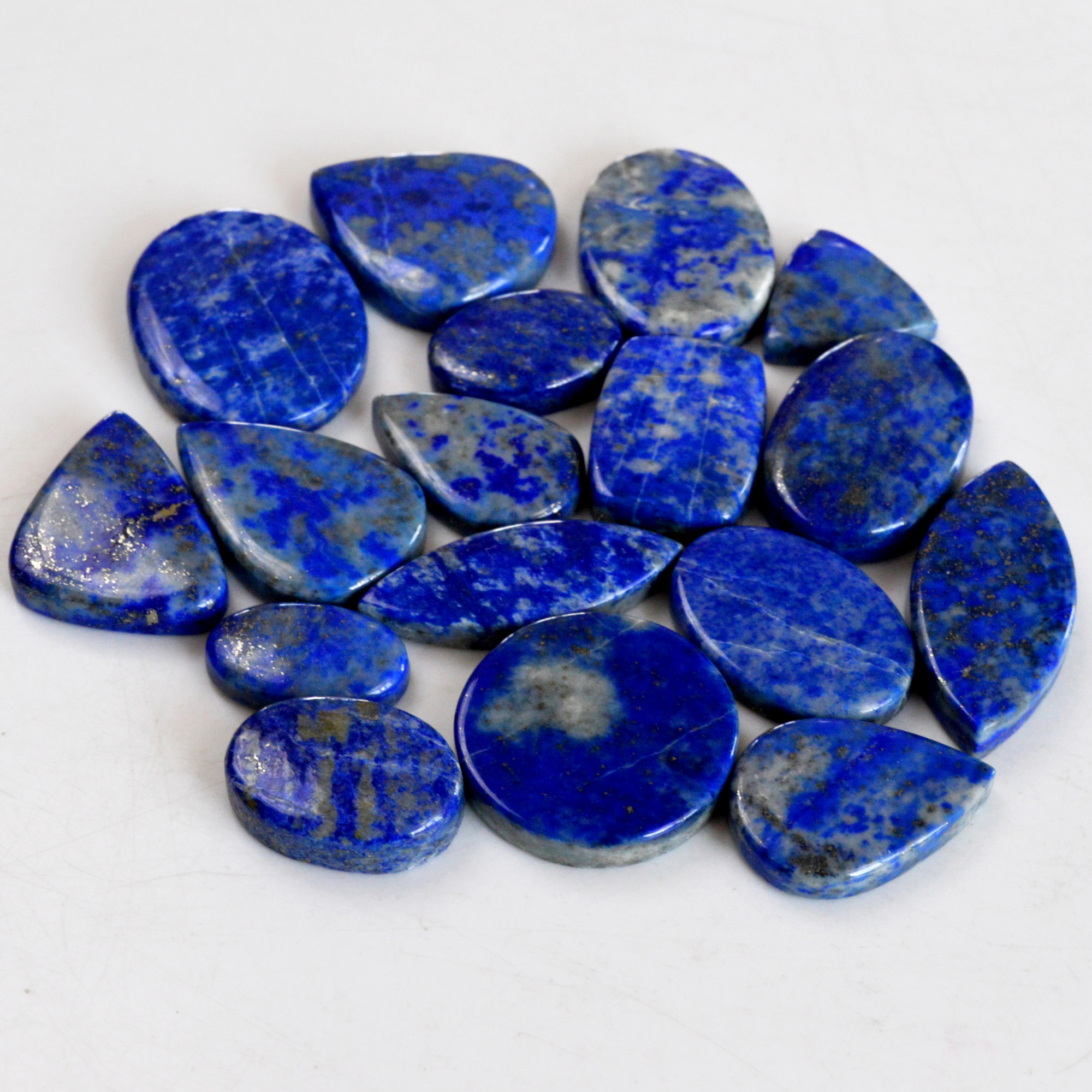 17 Pcs 405 Cts Natural Lapis Lazuli Cabochon Gemstone Lot For Jewelry Making 18x10-31x23mmR-14103