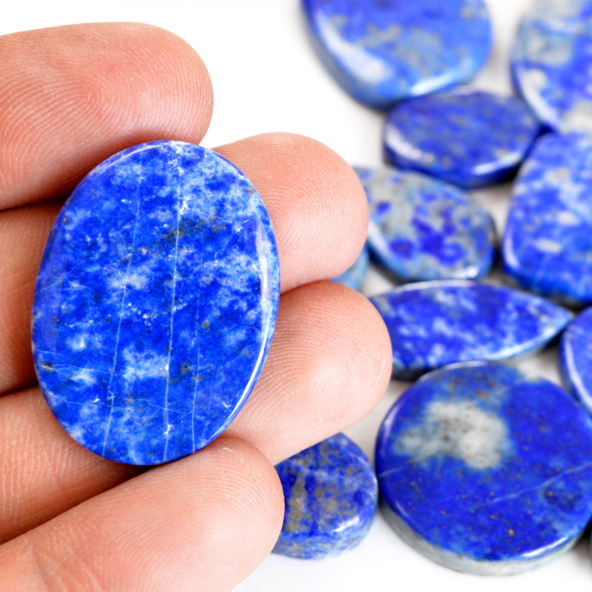 17 Pcs 405 Cts Natural Lapis Lazuli Cabochon Gemstone Lot For Jewelry Making 18x10-31x23mmR-14103