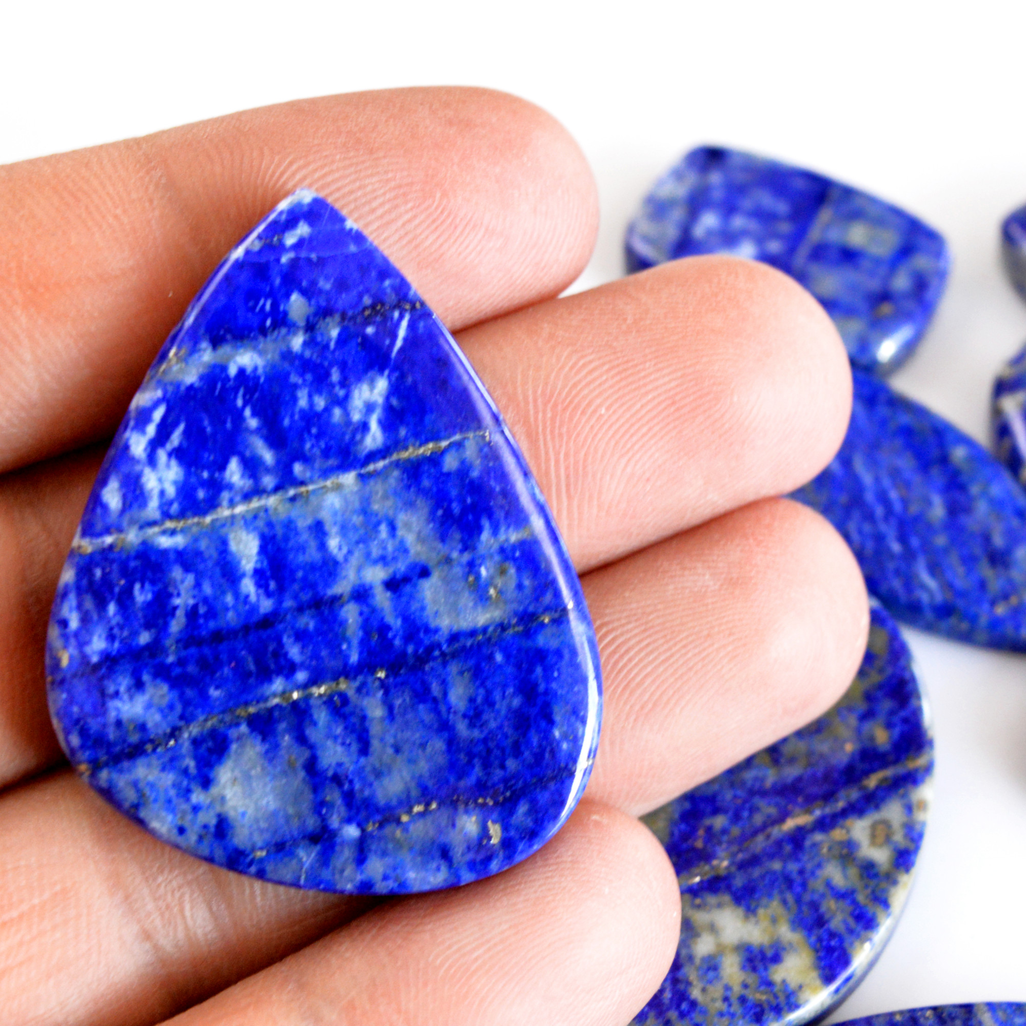 8 Pcs 318 Cts Natural Lapis Lazuli Cabochon Gemstone Lot For Jewelry Making 18x12-42x32mmR-14104