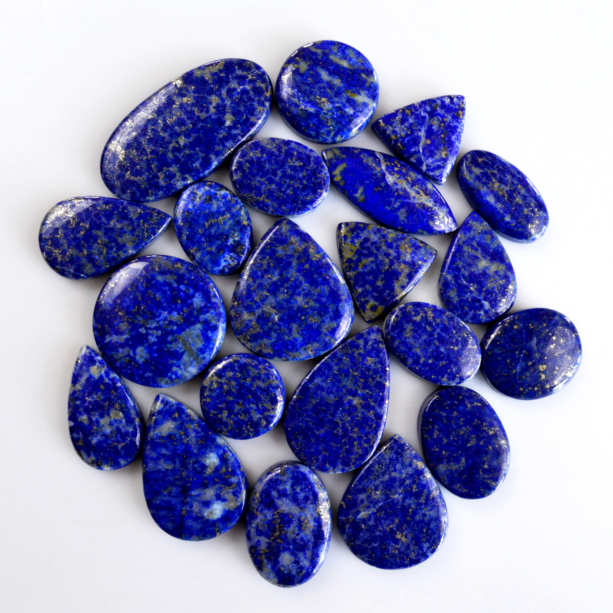 21 Pcs 406 Cts Natural Lapis Lazuli Cabochon Gemstone Lot For Jewelry Making 17x13-26x22mmR-14106