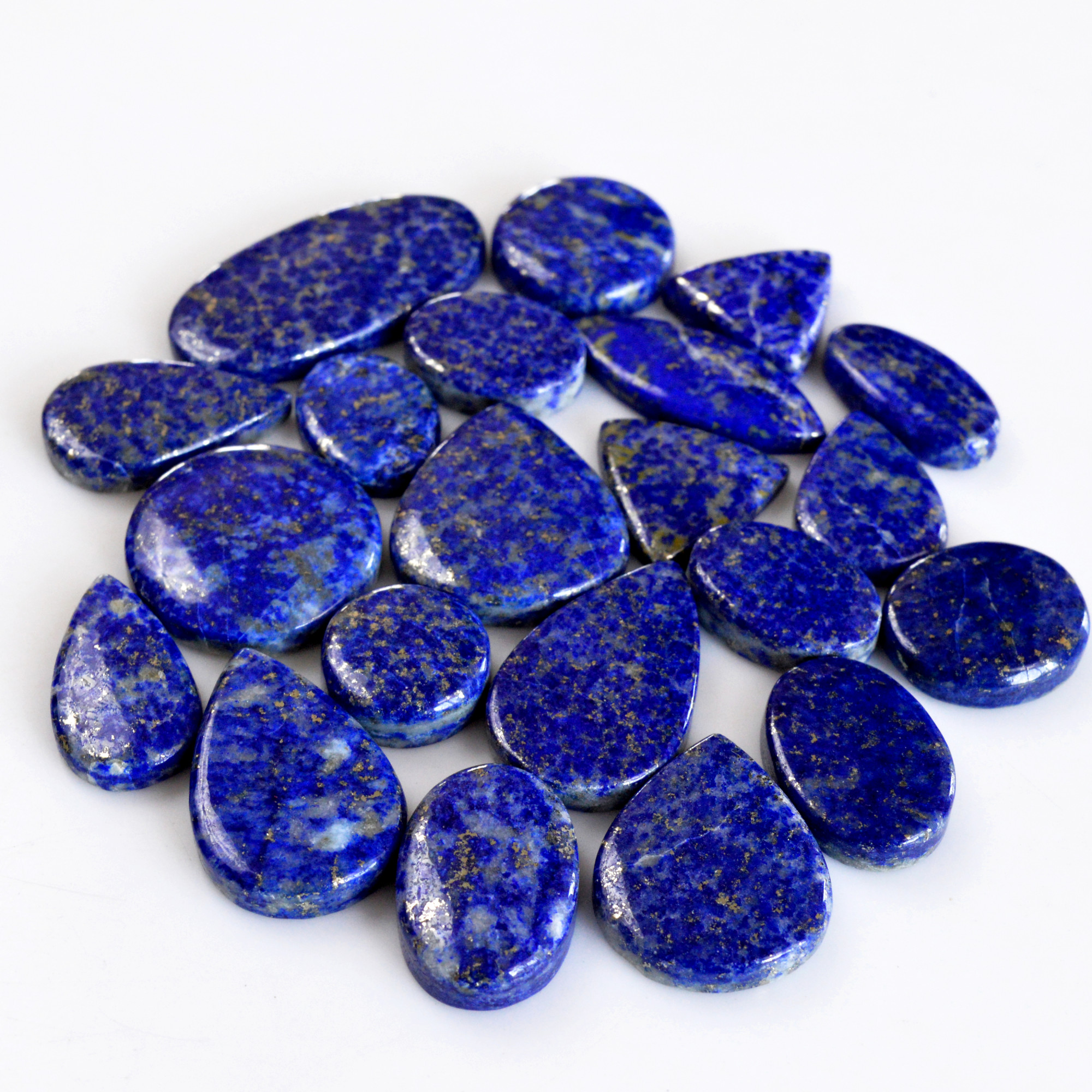 21 Pcs 406 Cts Natural Lapis Lazuli Cabochon Gemstone Lot For Jewelry Making 17x13-26x22mmR-14106