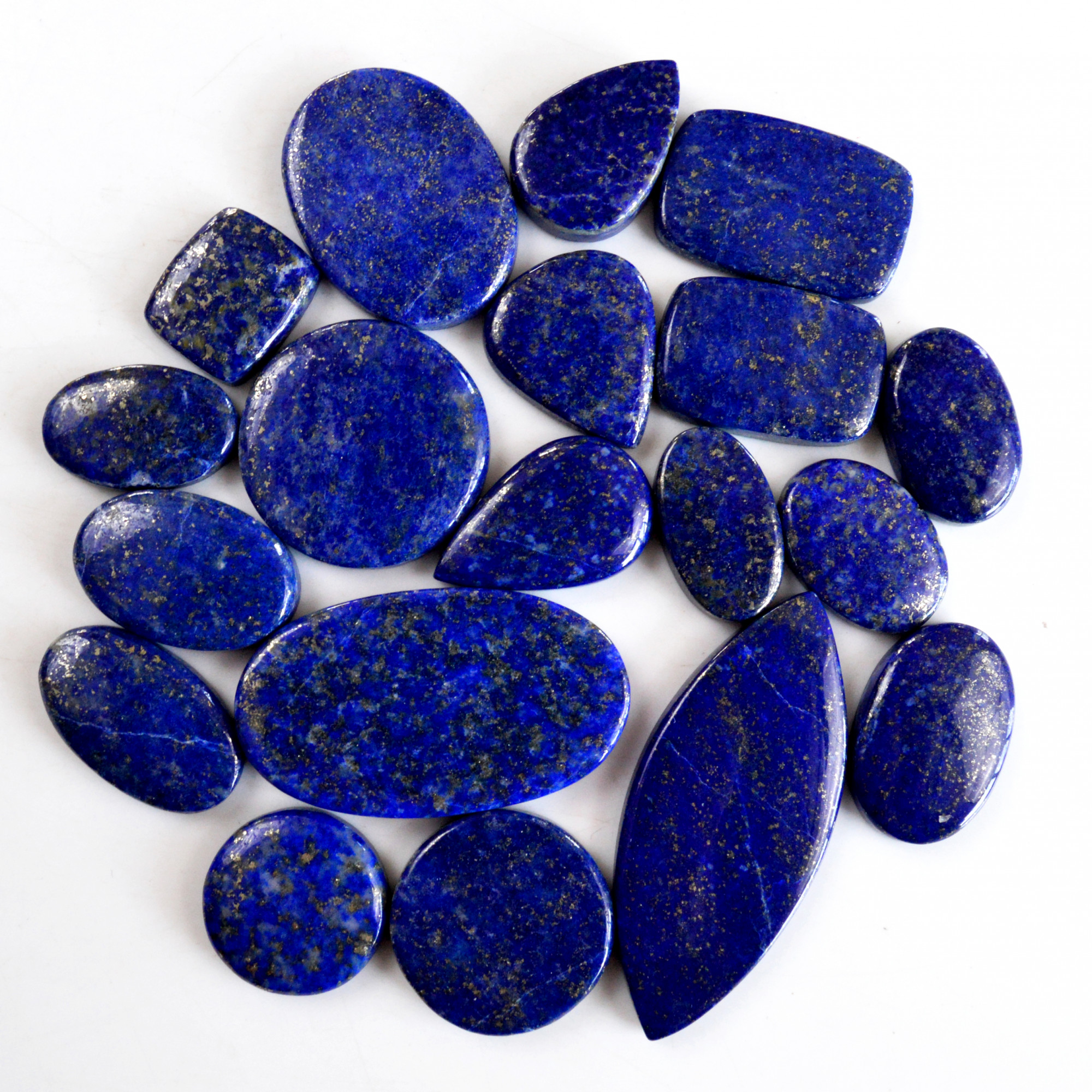 19 Pcs 375 Cts Natural Lapis Lazuli Cabochon Gemstone Lot For Jewelry Making 15x12-45x19mmR-14107