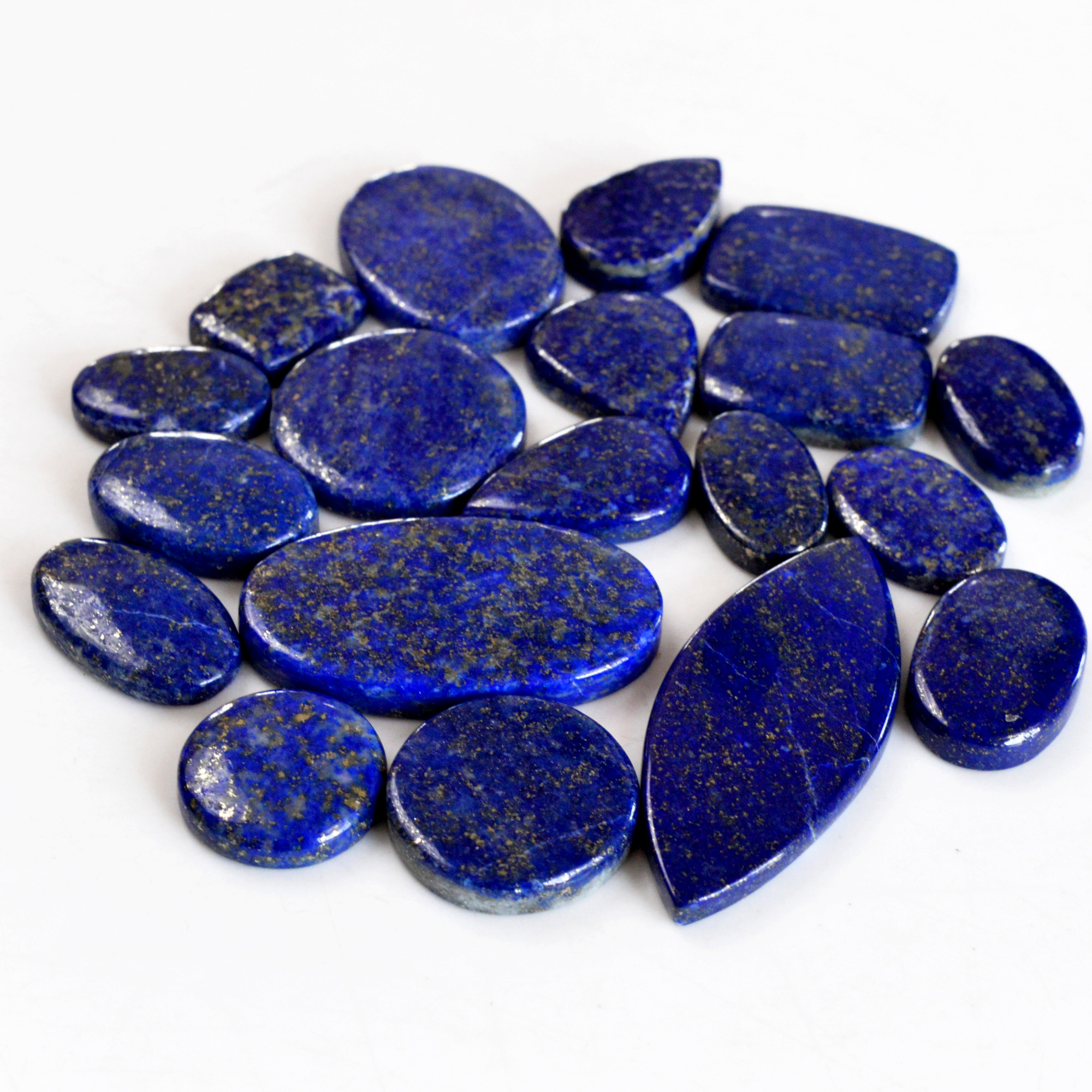 19 Pcs 375 Cts Natural Lapis Lazuli Cabochon Gemstone Lot For Jewelry Making 15x12-45x19mmR-14107