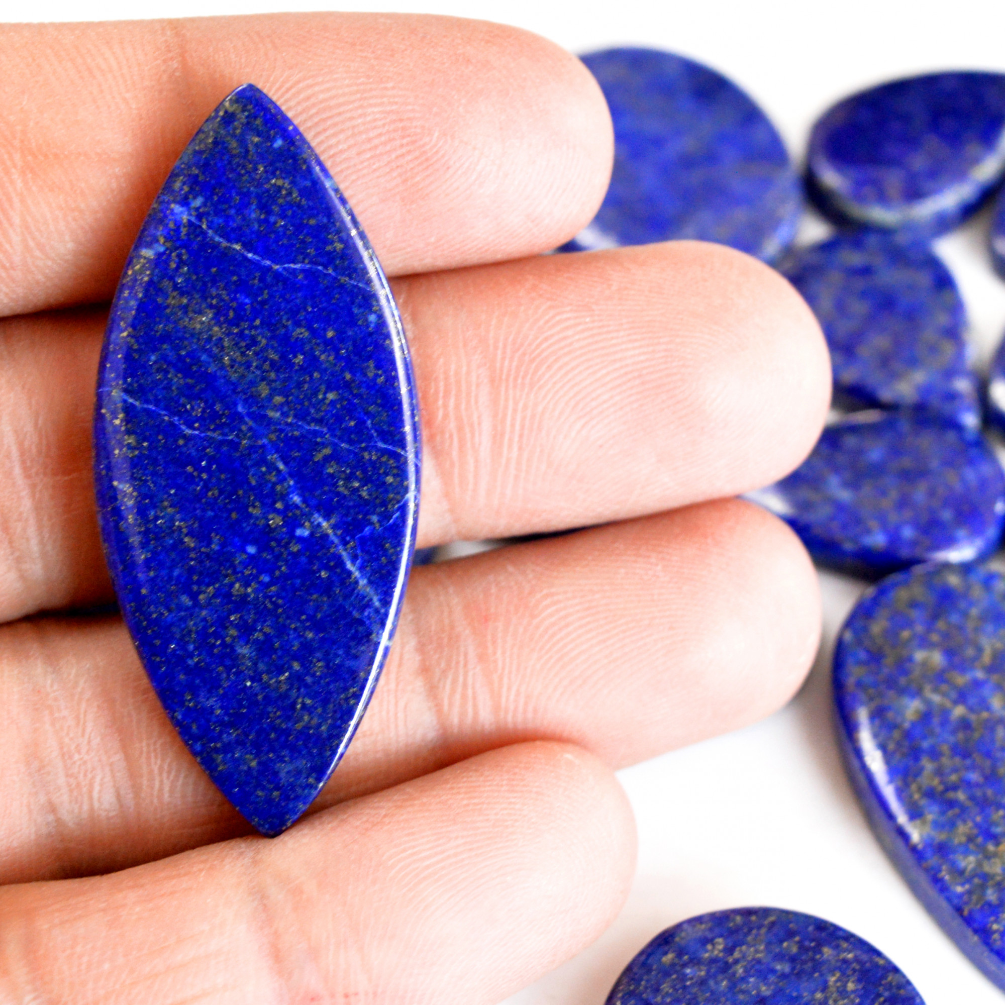 19 Pcs 375 Cts Natural Lapis Lazuli Cabochon Gemstone Lot For Jewelry Making 15x12-45x19mmR-14107