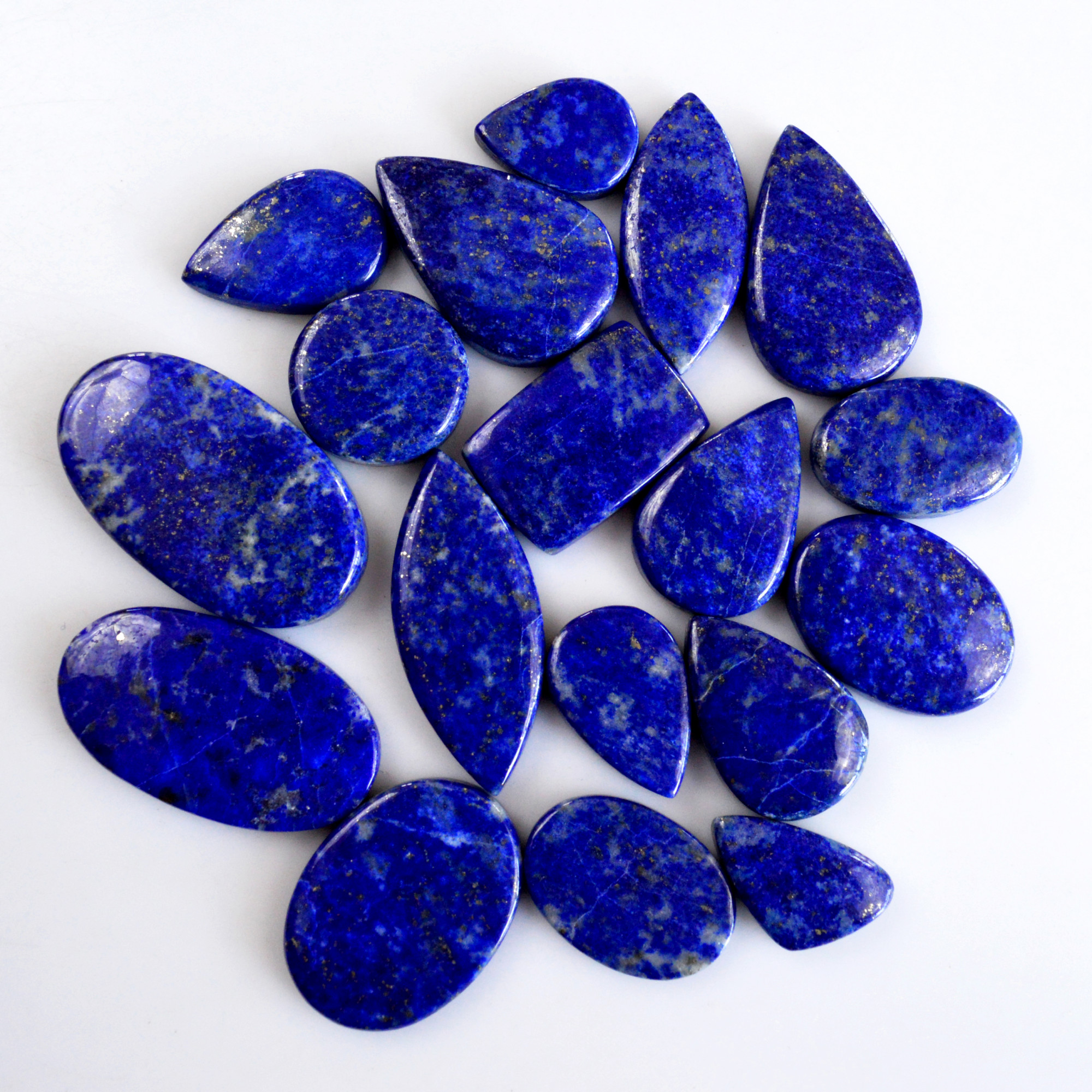 18 Pcs 362 Cts Natural Lapis Lazuli Cabochon Gemstone Lot For Jewelry Making 18x10-34x20mmR-14108