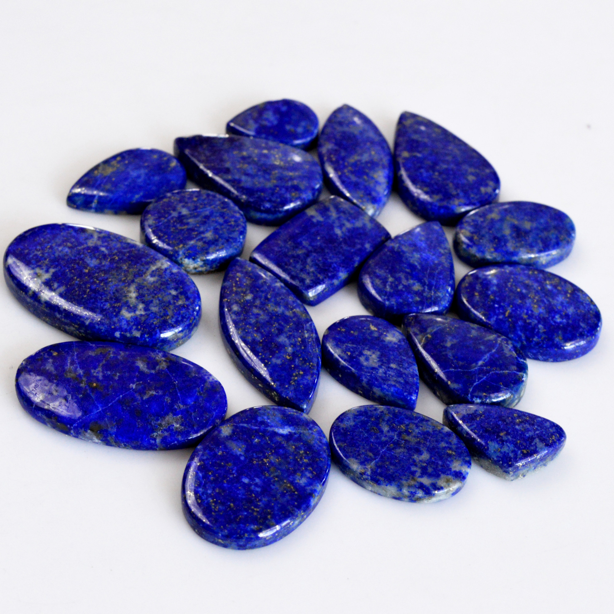18 Pcs 362 Cts Natural Lapis Lazuli Cabochon Gemstone Lot For Jewelry Making 18x10-34x20mmR-14108