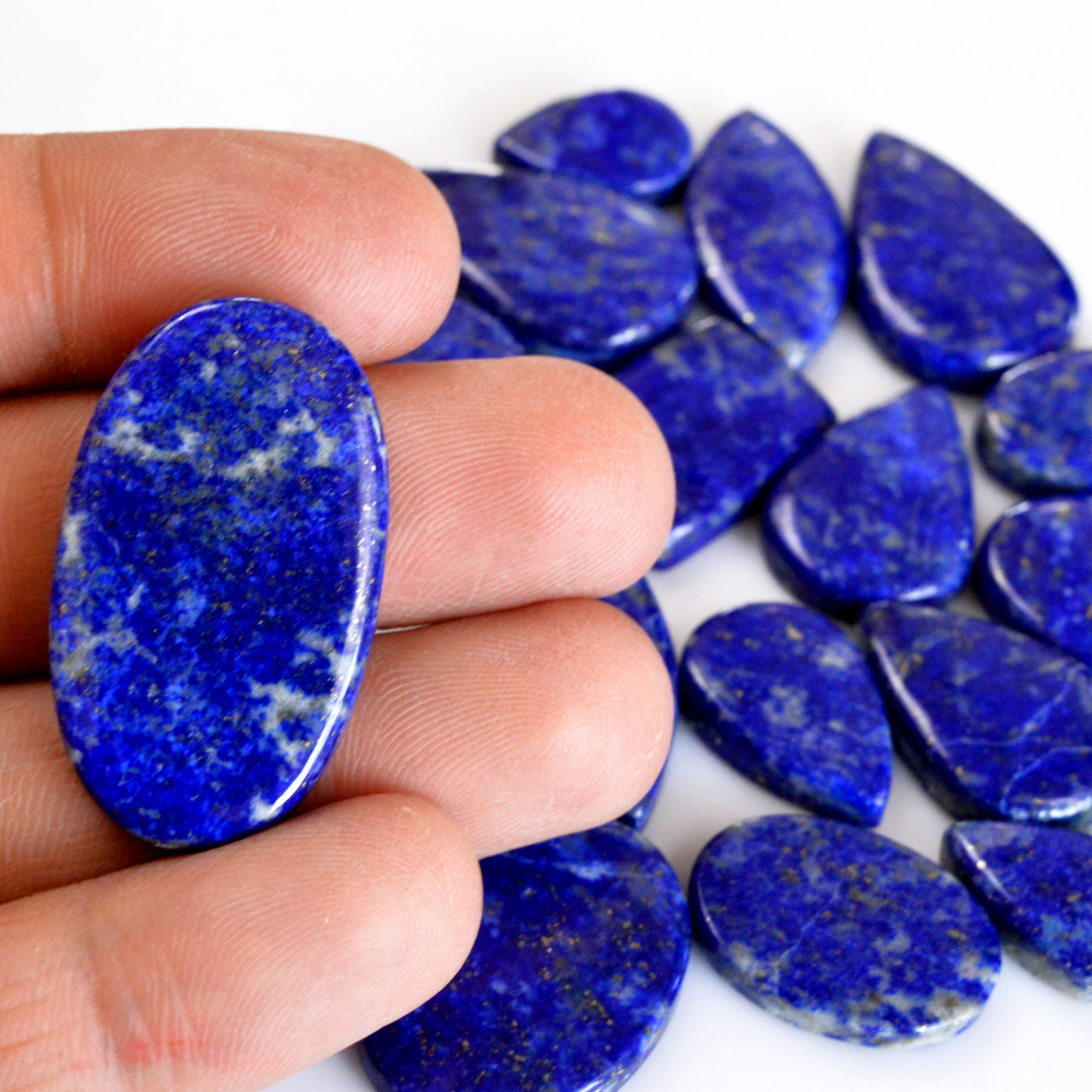 18 Pcs 362 Cts Natural Lapis Lazuli Cabochon Gemstone Lot For Jewelry Making 18x10-34x20mmR-14108