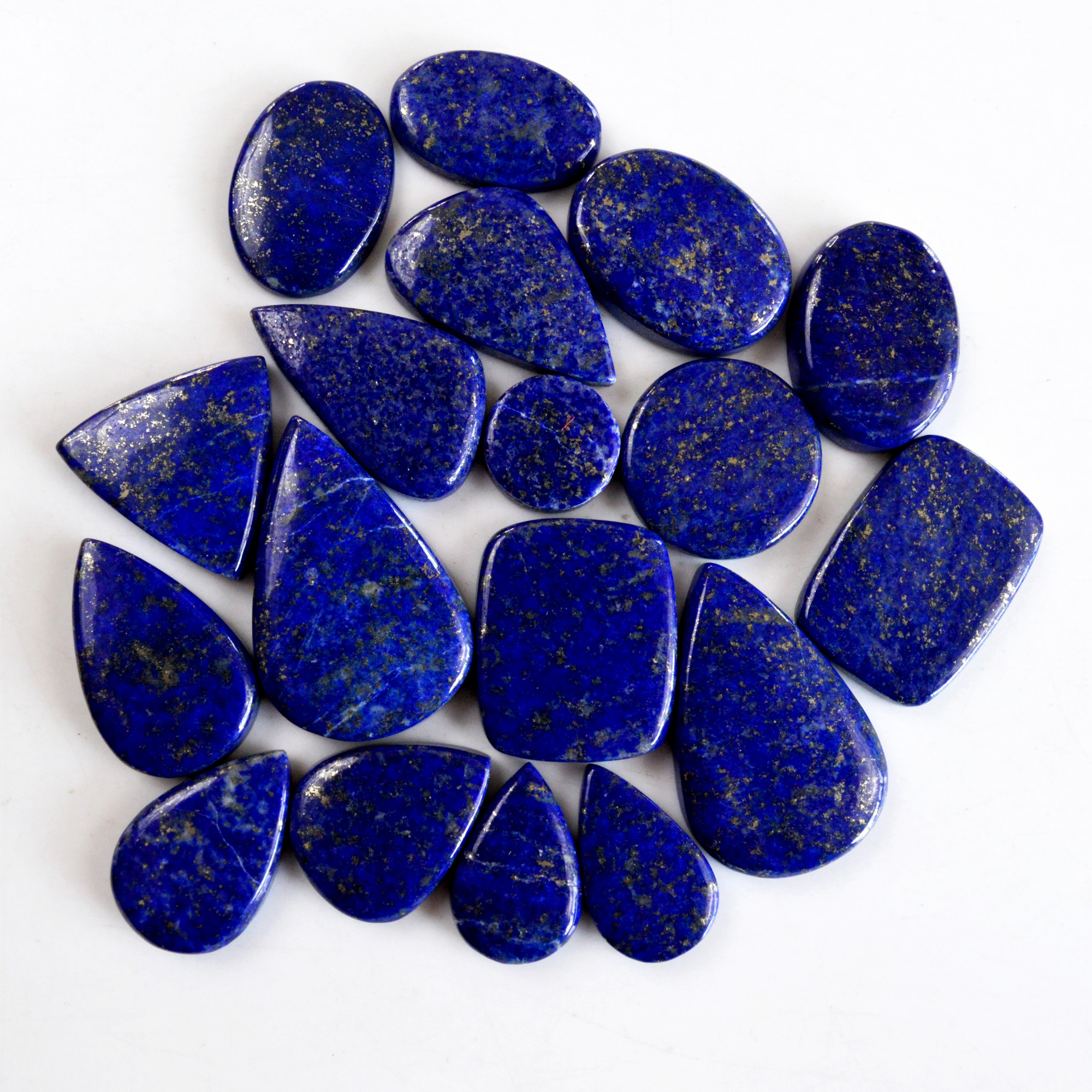 18 Pcs 363 Cts Natural Lapis Lazuli Cabochon Gemstone Lot For Jewelry Making 18x12-31x20mmR-14111