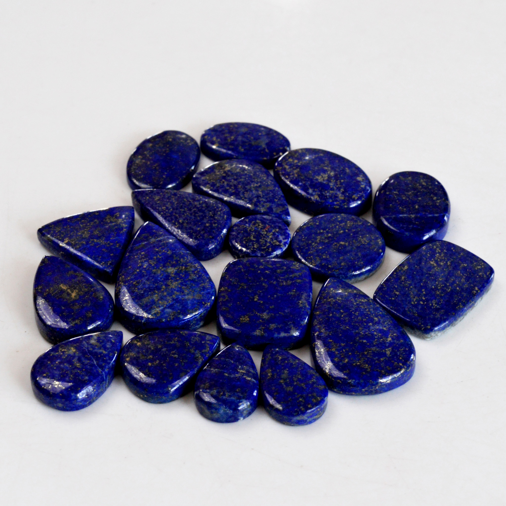 18 Pcs 363 Cts Natural Lapis Lazuli Cabochon Gemstone Lot For Jewelry Making 18x12-31x20mmR-14111