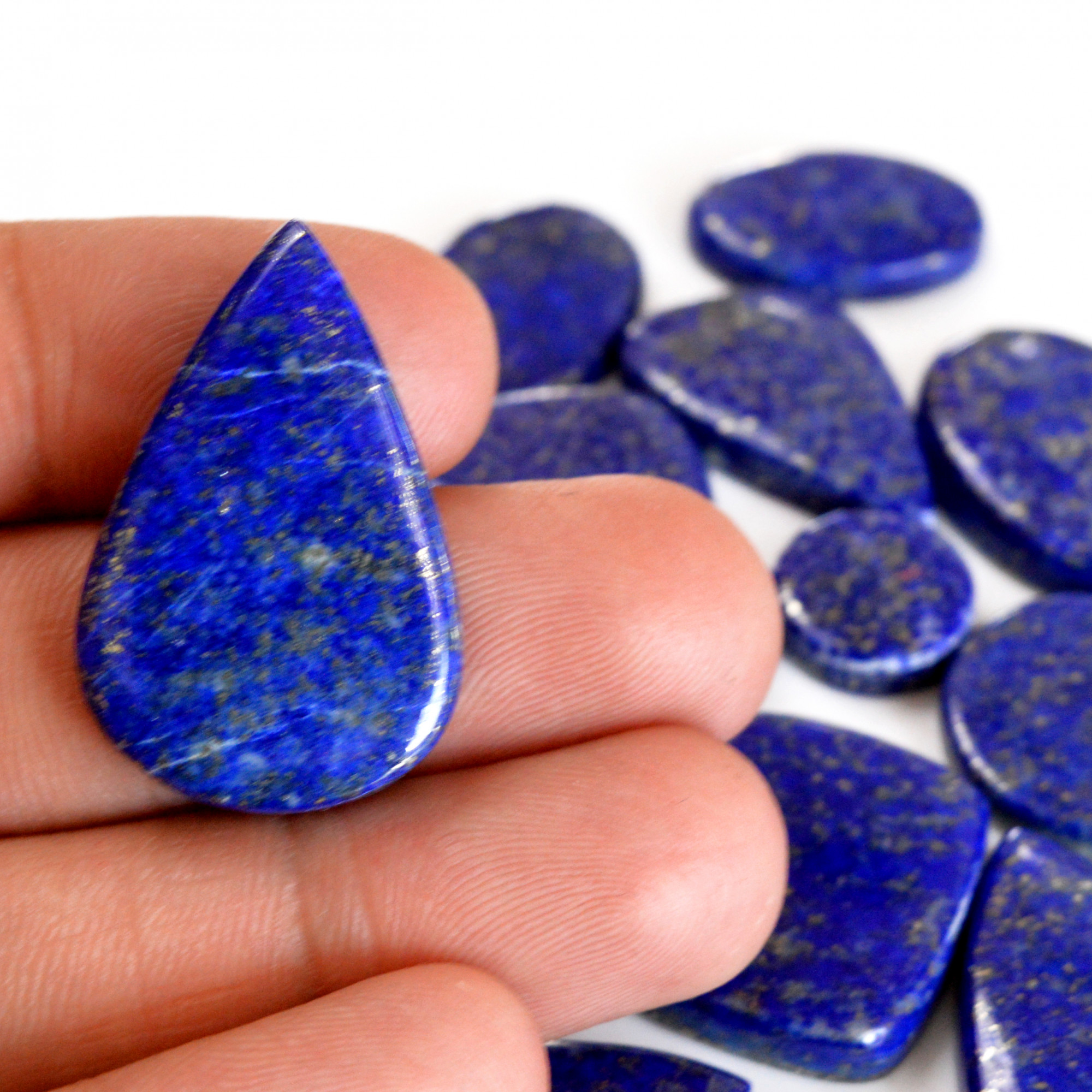 18 Pcs 363 Cts Natural Lapis Lazuli Cabochon Gemstone Lot For Jewelry Making 18x12-31x20mmR-14111