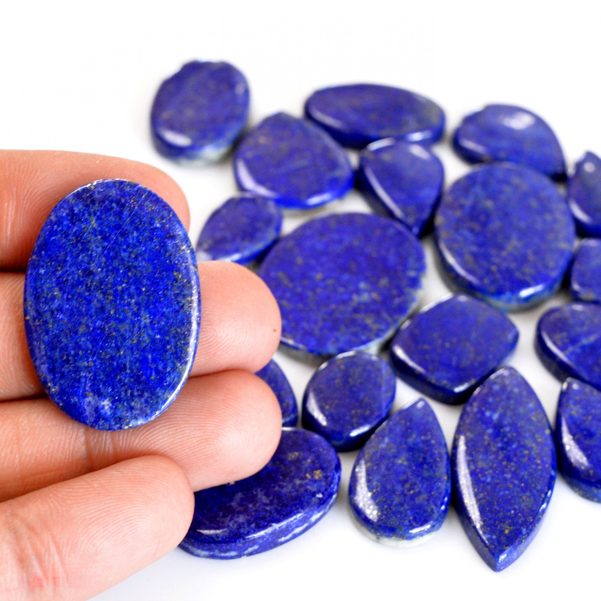 22 Pcs 514 Cts Natural Lapis Lazuli Cabochon Gemstone Lot For Jewelry Making 17x12-34x24mmR-14116