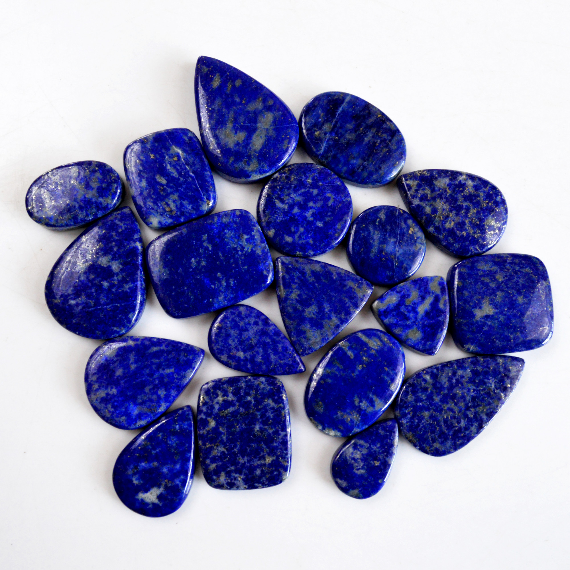 19 Pcs 446 Cts Natural Lapis Lazuli Cabochon Gemstone Lot For Jewelry Making 18x11-30x20mmR-14117