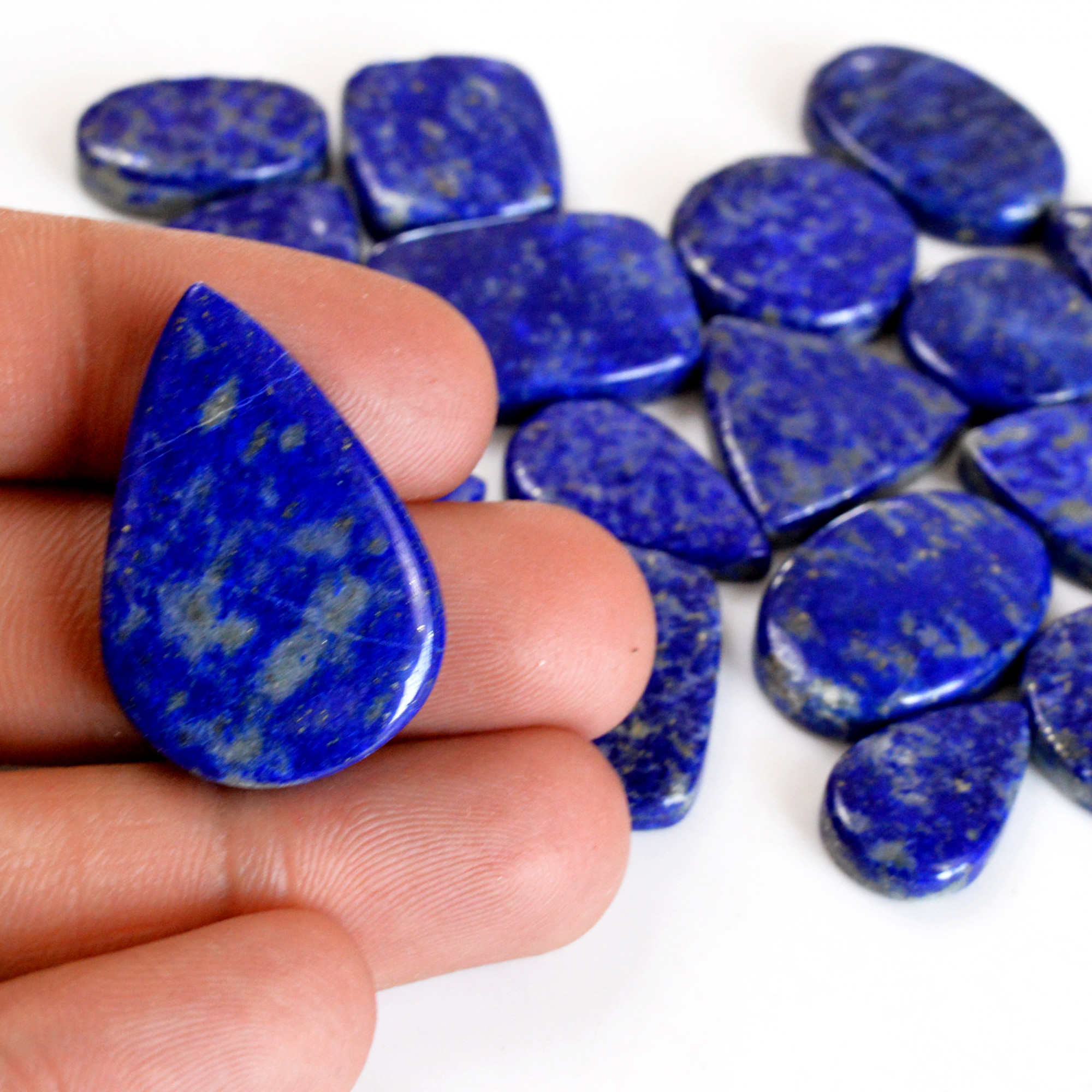 19 Pcs 446 Cts Natural Lapis Lazuli Cabochon Gemstone Lot For Jewelry Making 18x11-30x20mmR-14117
