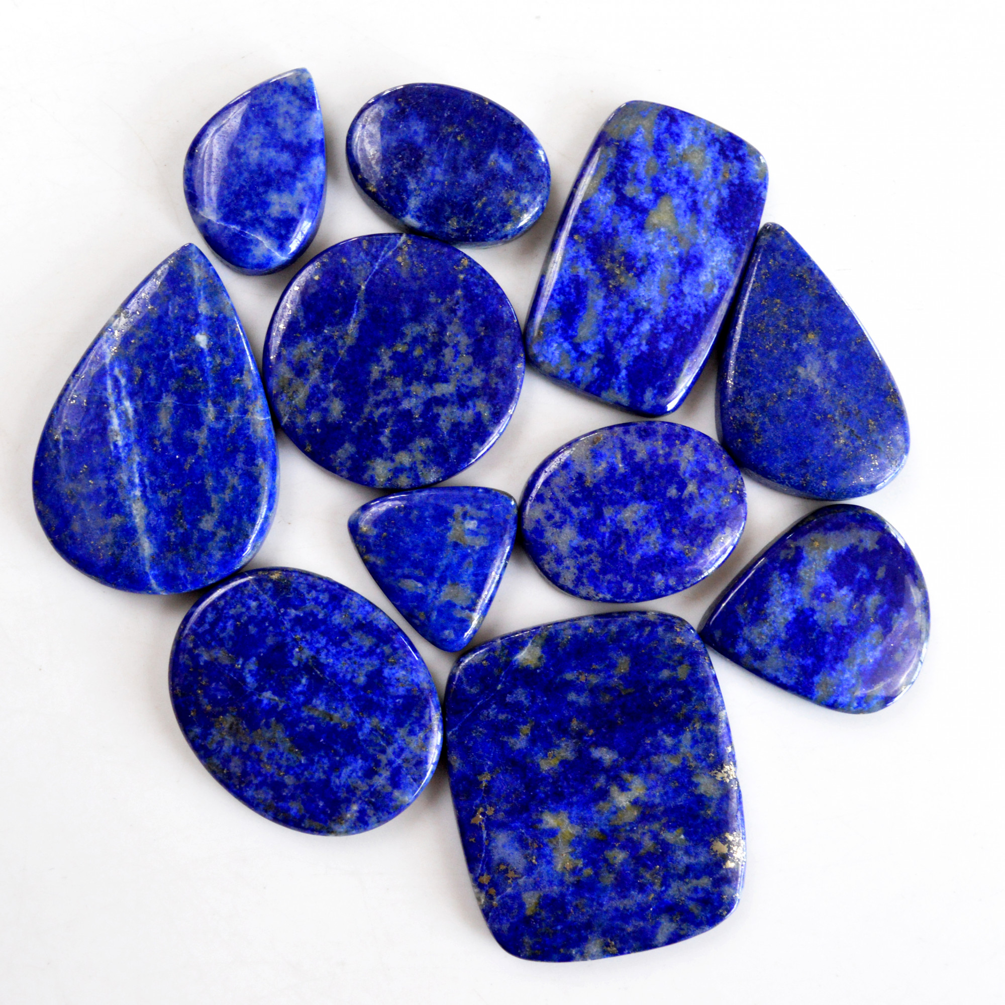 11 Pcs 293 Cts Natural Lapis Lazuli Cabochon Gemstone Lot For Jewelry Making 16x15-32x27mmR-14119