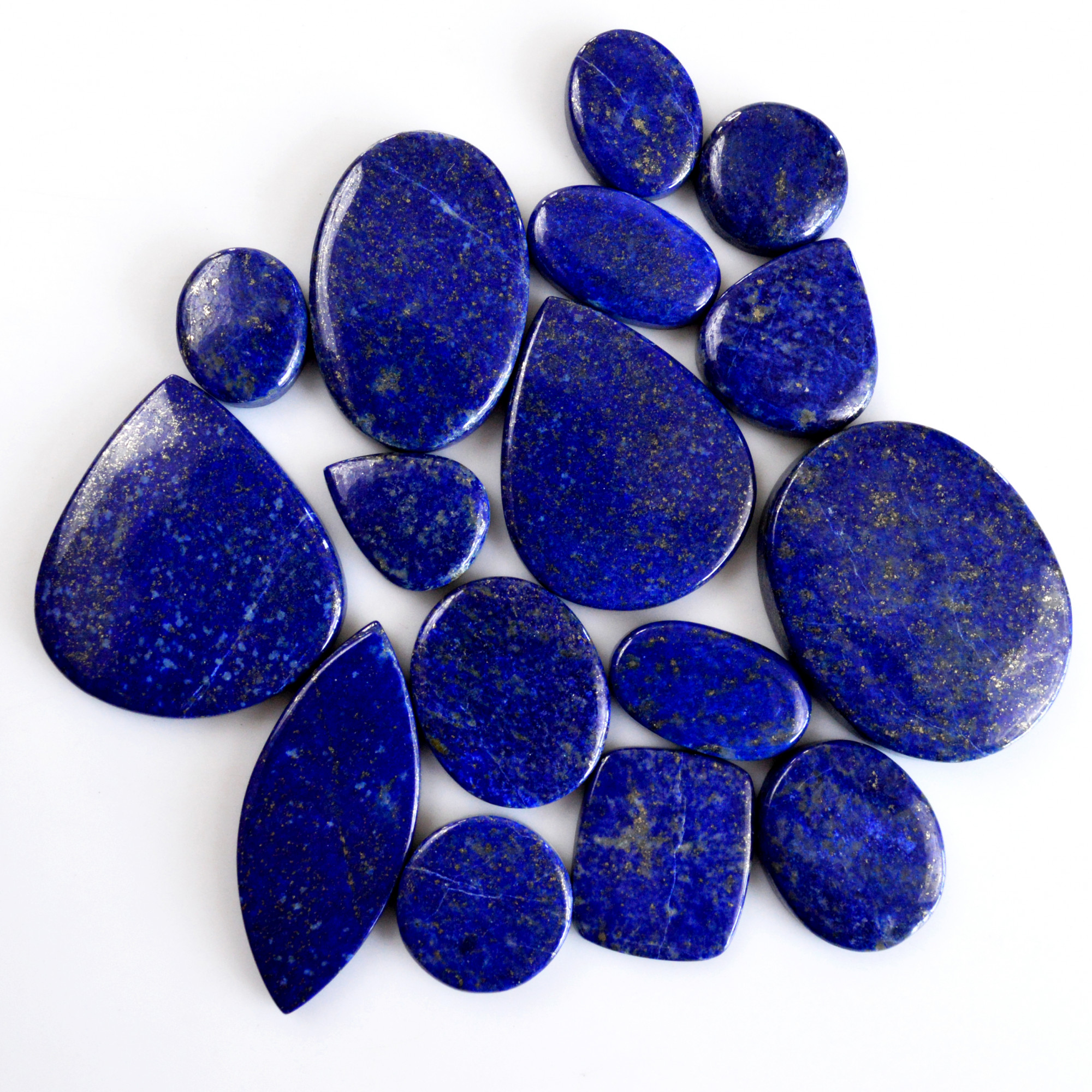 16 Pcs 510 Cts Natural Lapis Lazuli Cabochon Gemstone Lot For Jewelry Making 17x14-39x32mmR-14120