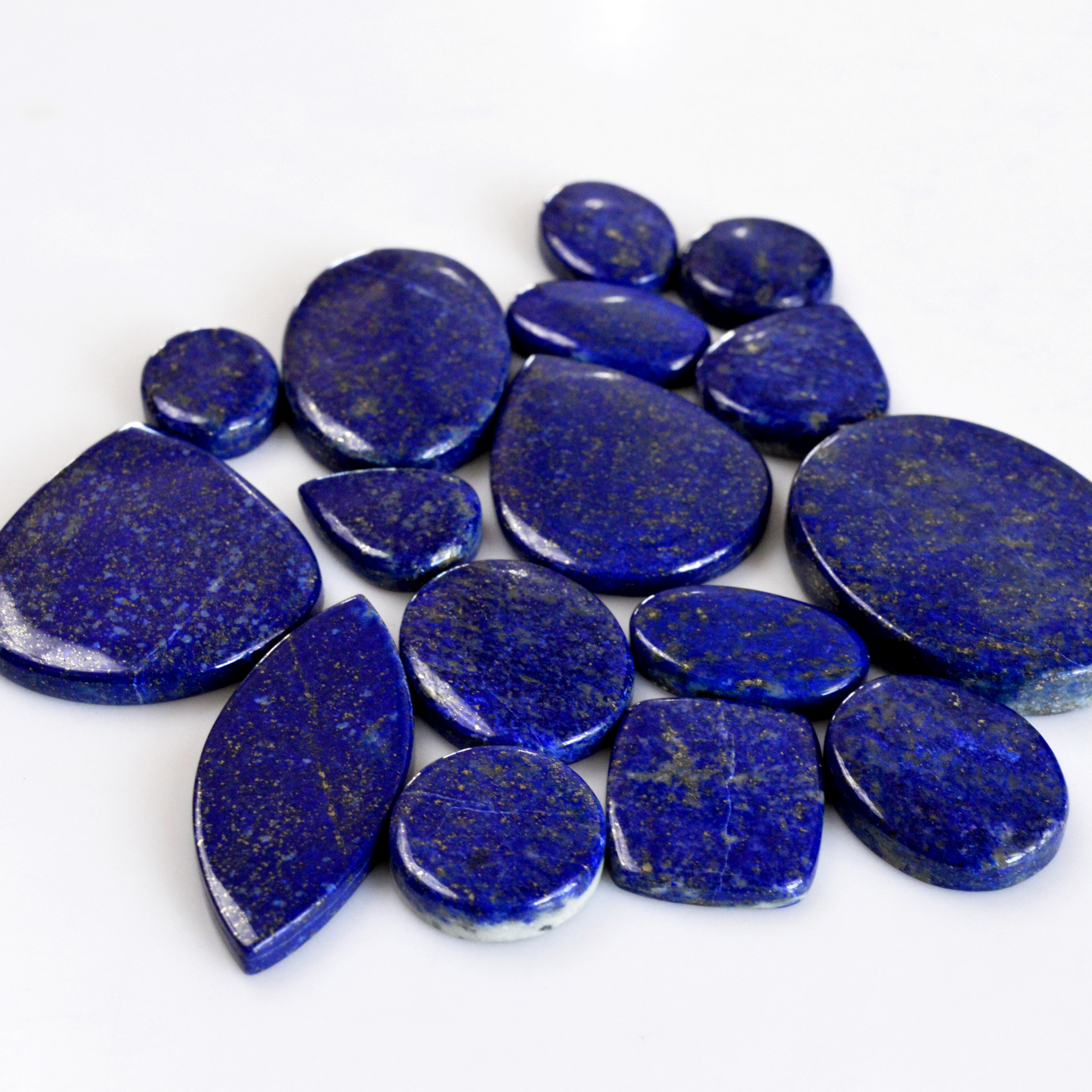 16 Pcs 510 Cts Natural Lapis Lazuli Cabochon Gemstone Lot For Jewelry Making 17x14-39x32mmR-14120