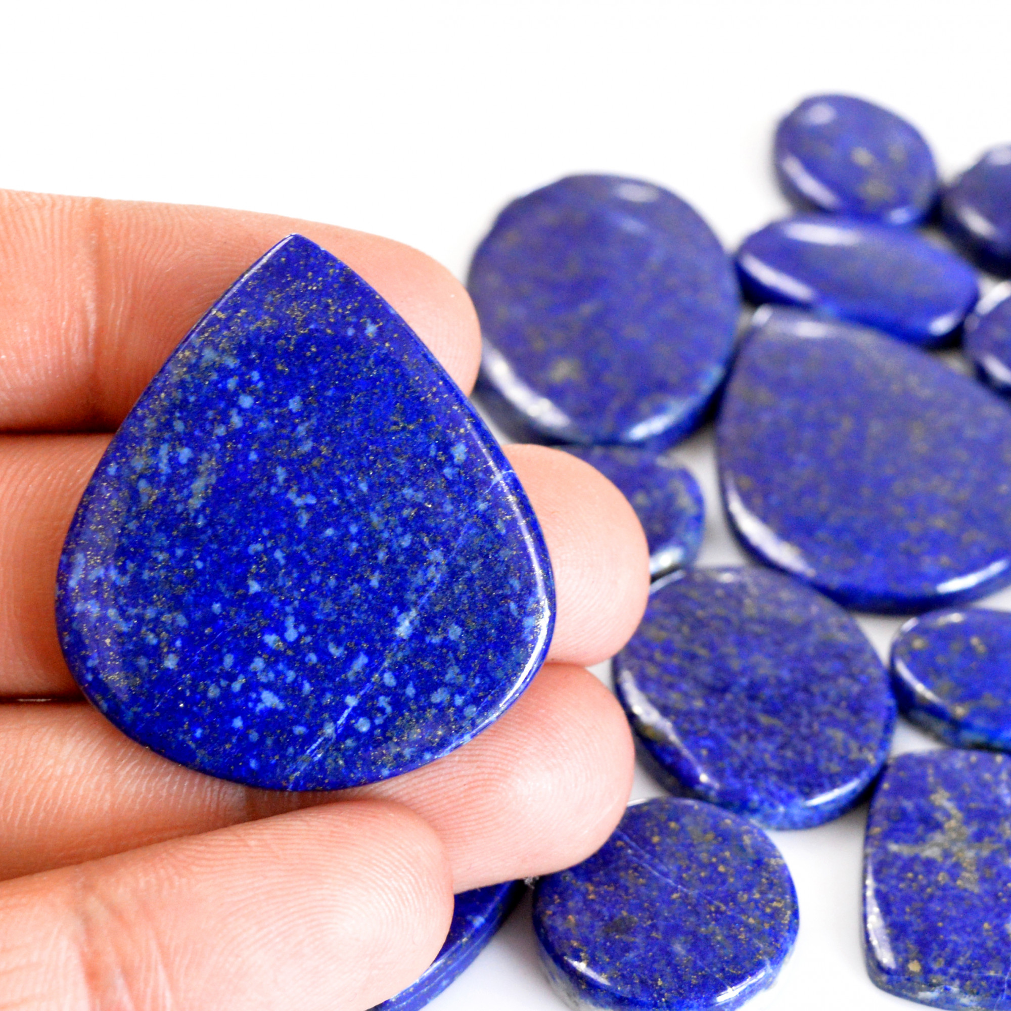 16 Pcs 510 Cts Natural Lapis Lazuli Cabochon Gemstone Lot For Jewelry Making 17x14-39x32mmR-14120