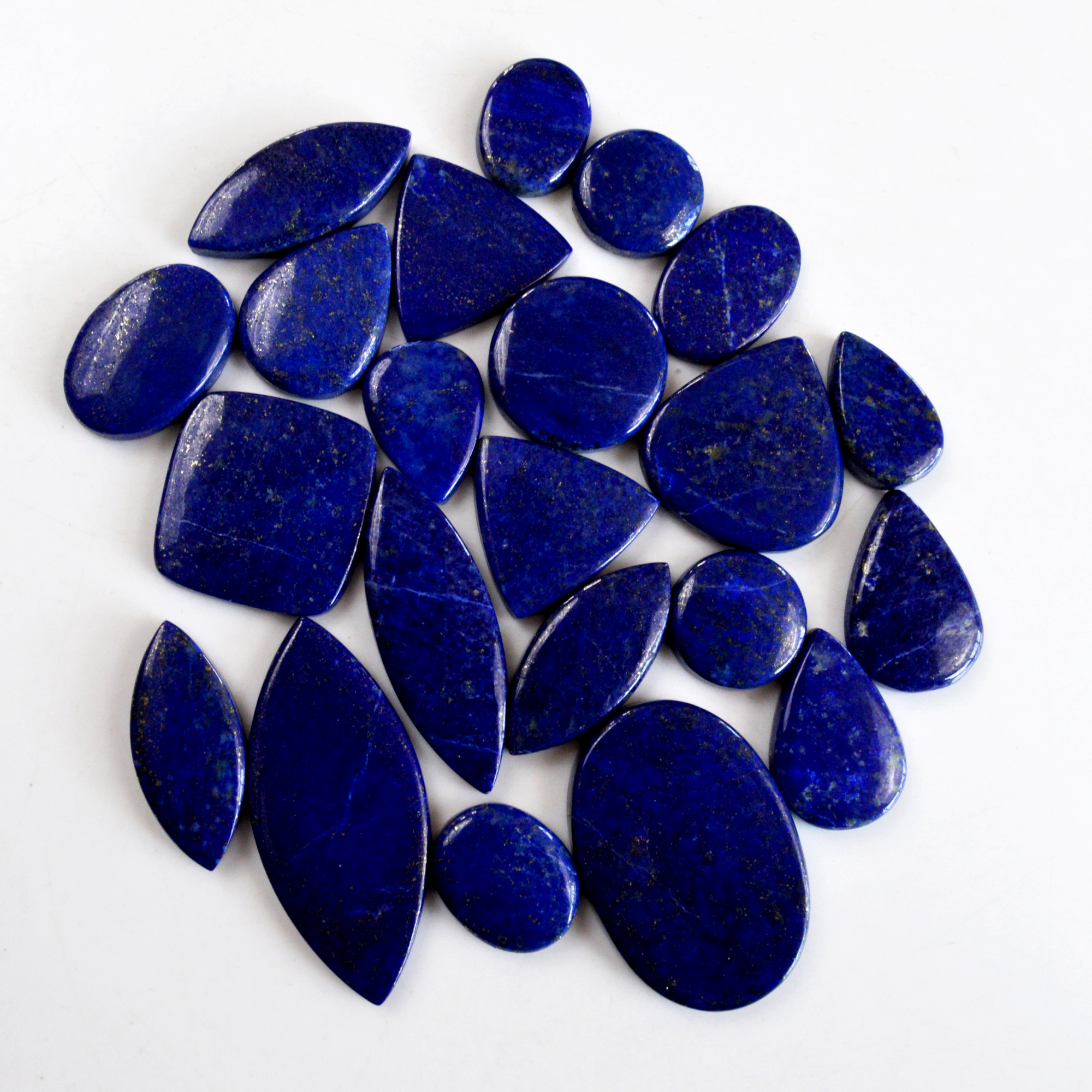 22 Pcs 501 Cts Natural Lapis Lazuli Cabochon Gemstone Lot For Jewelry Making 20x12-37x25mmR-14123