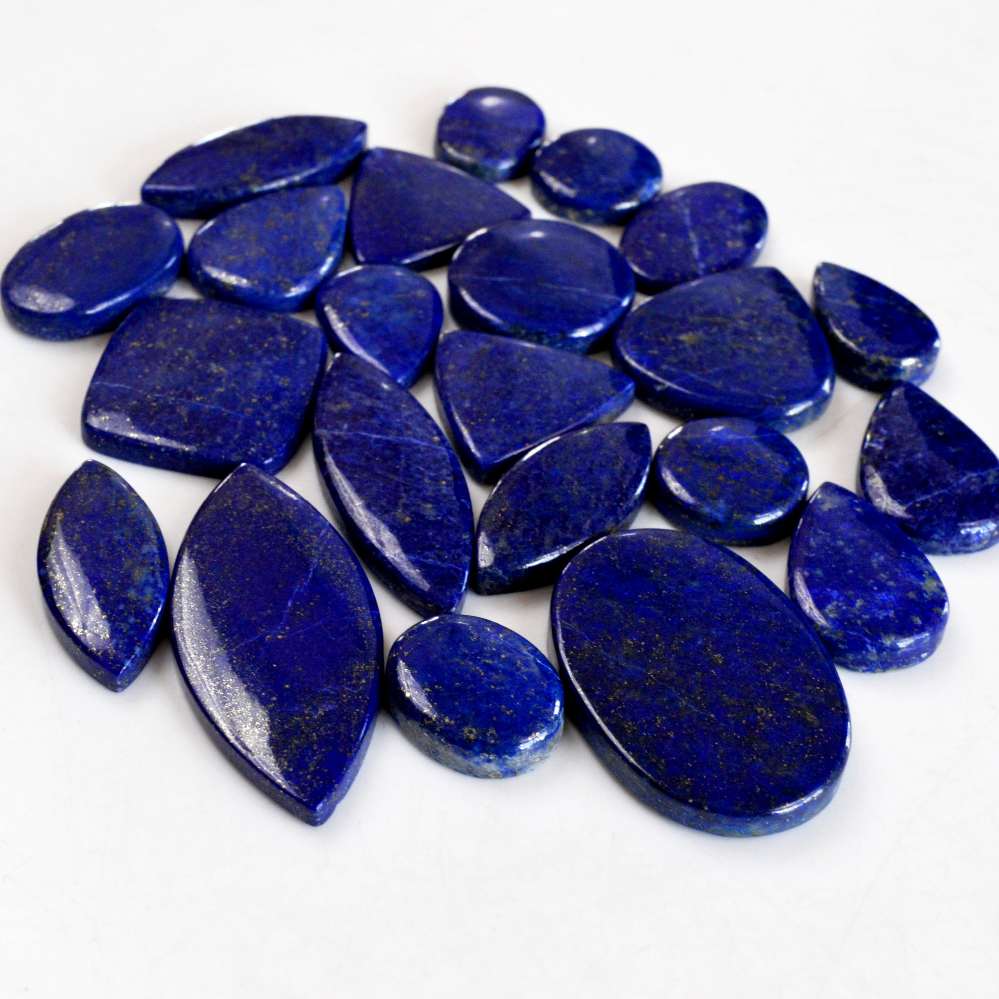22 Pcs 501 Cts Natural Lapis Lazuli Cabochon Gemstone Lot For Jewelry Making 20x12-37x25mmR-14123