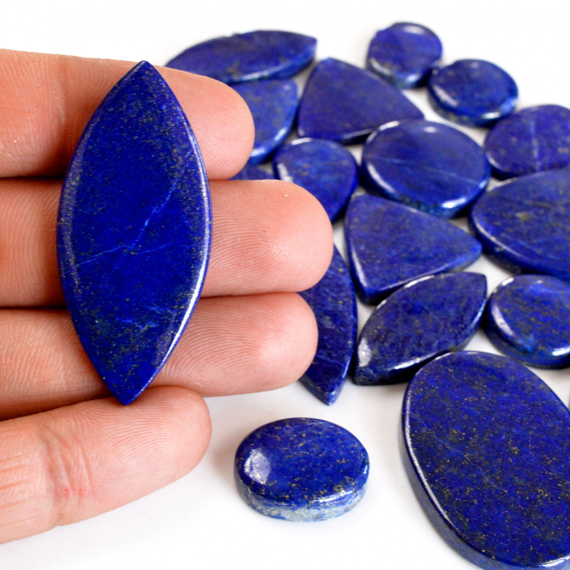 22 Pcs 501 Cts Natural Lapis Lazuli Cabochon Gemstone Lot For Jewelry Making 20x12-37x25mmR-14123